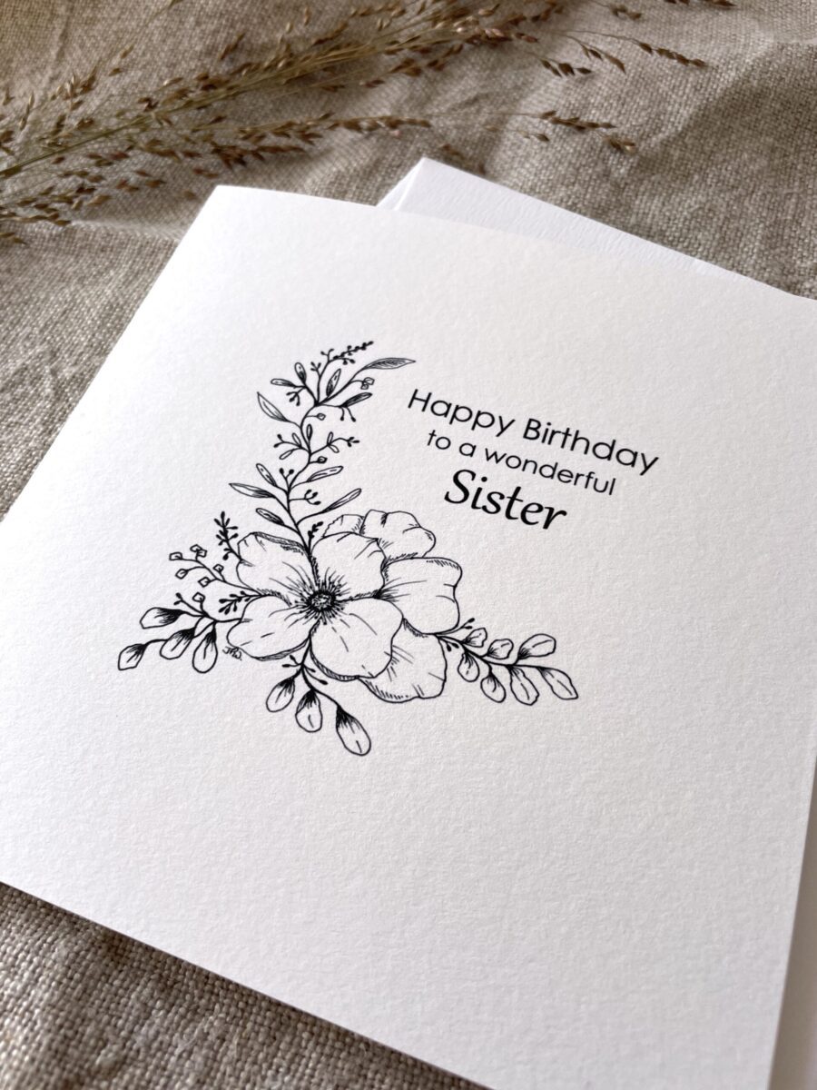 Illustrated Floral Birthday Card for Sister, Daughter, Mum Etc. image 2