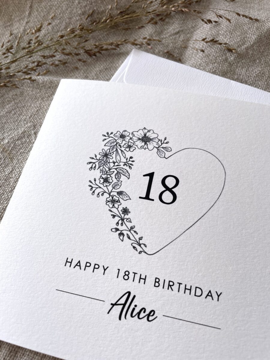 Personalised with Age & Name, Illustrated Floral Birthday Card image 3