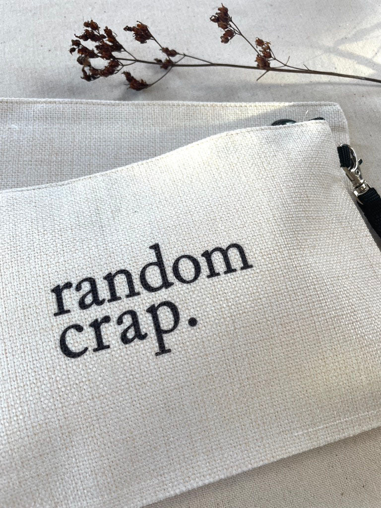 Random Crap, Linen Bag with Wristlet