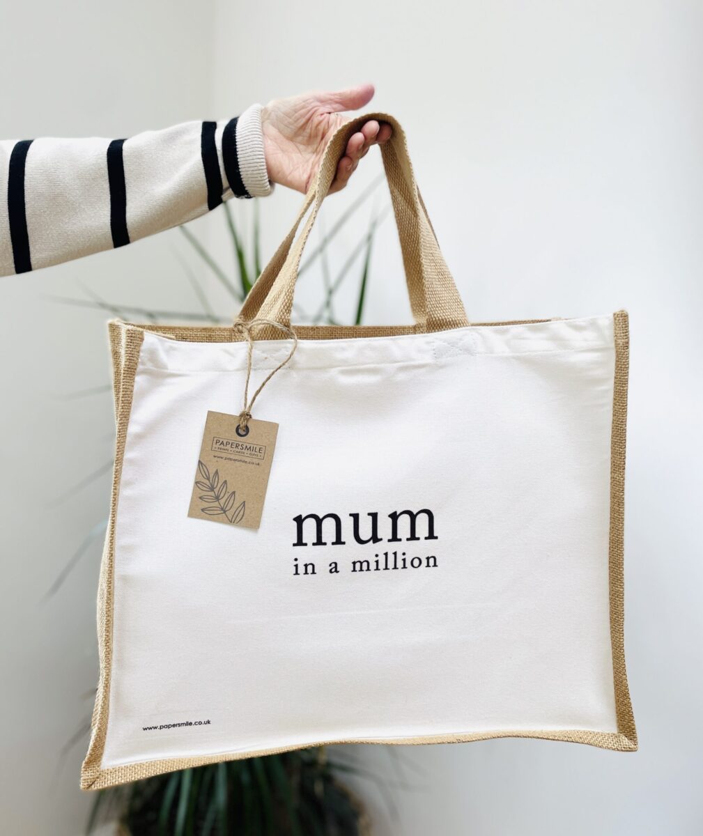 Mum in a million, Large Jute Shopping Bag image 2