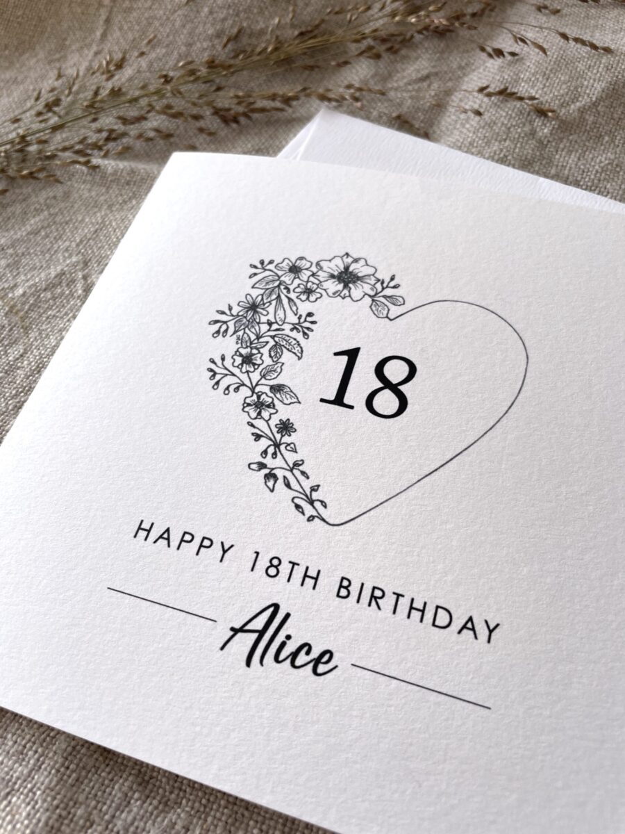 Personalised with Age & Name, Illustrated Floral Birthday Card image 2