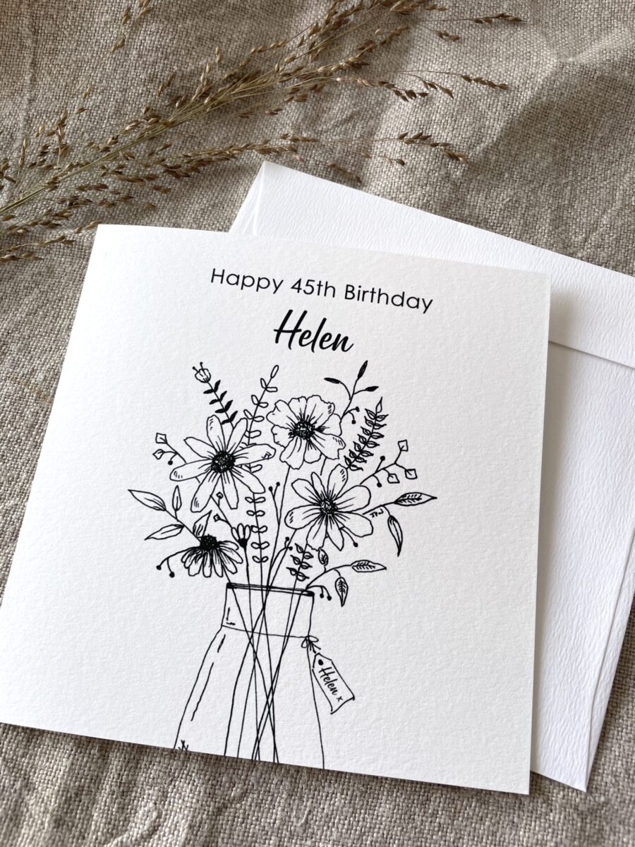 Personalised with Name & Age, Illustrated Floral Birthday Card image 6