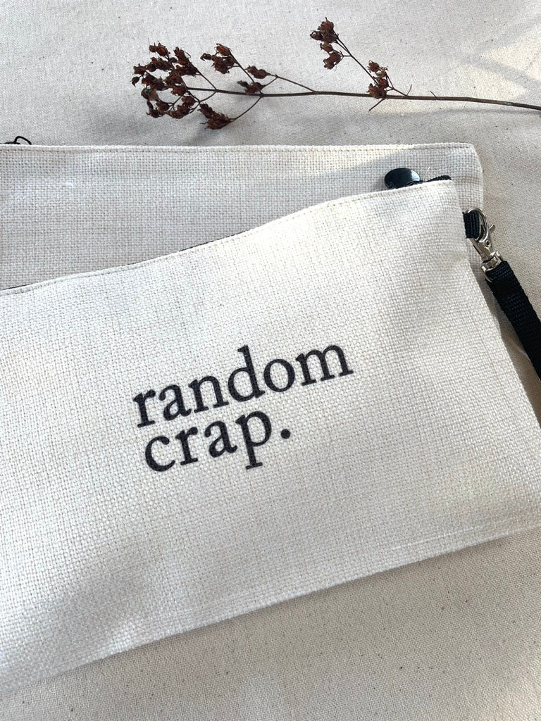 Random Crap, Linen Bag with Wristlet