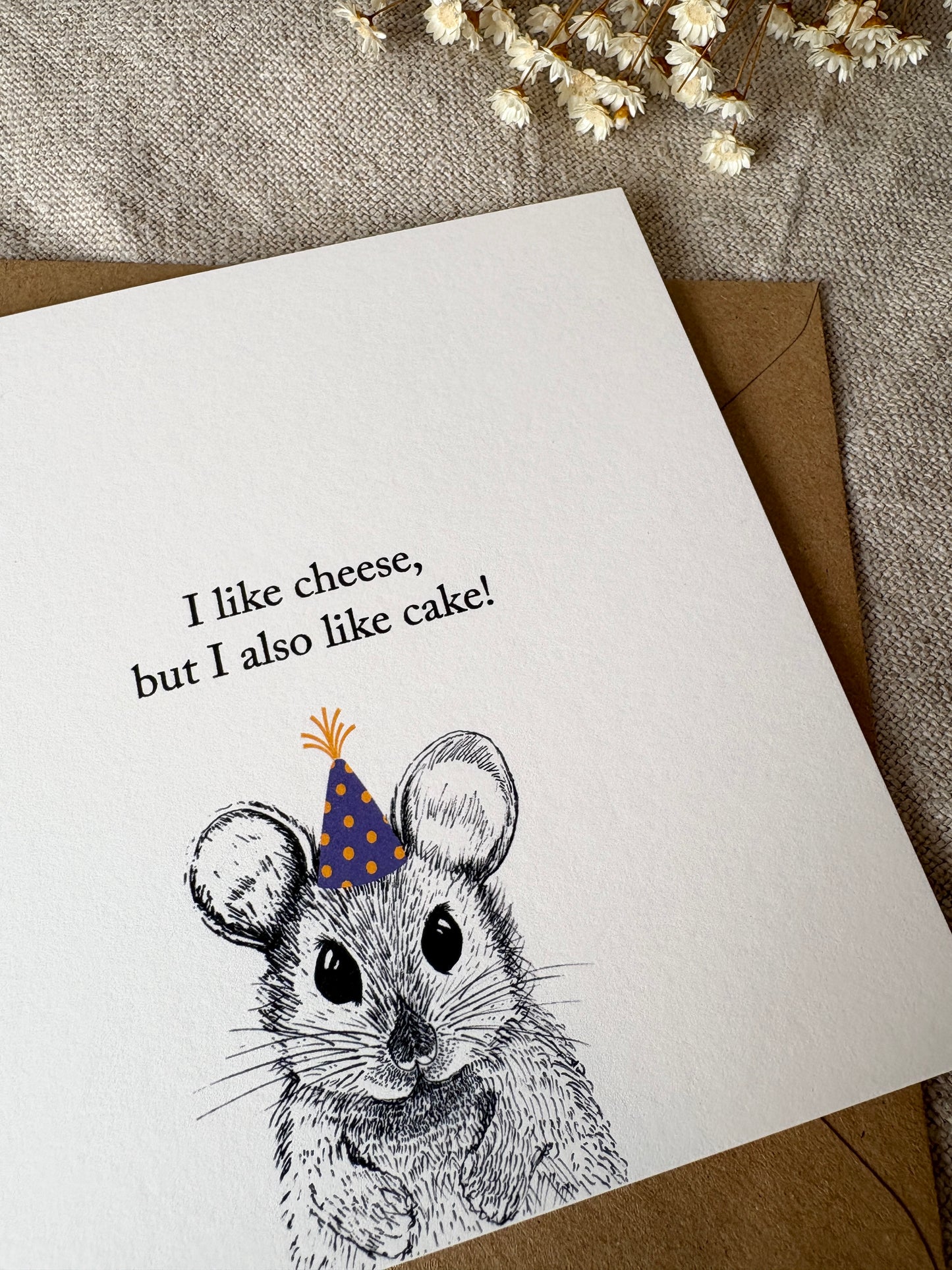 Cheese and Cake Mouse Birthday Card