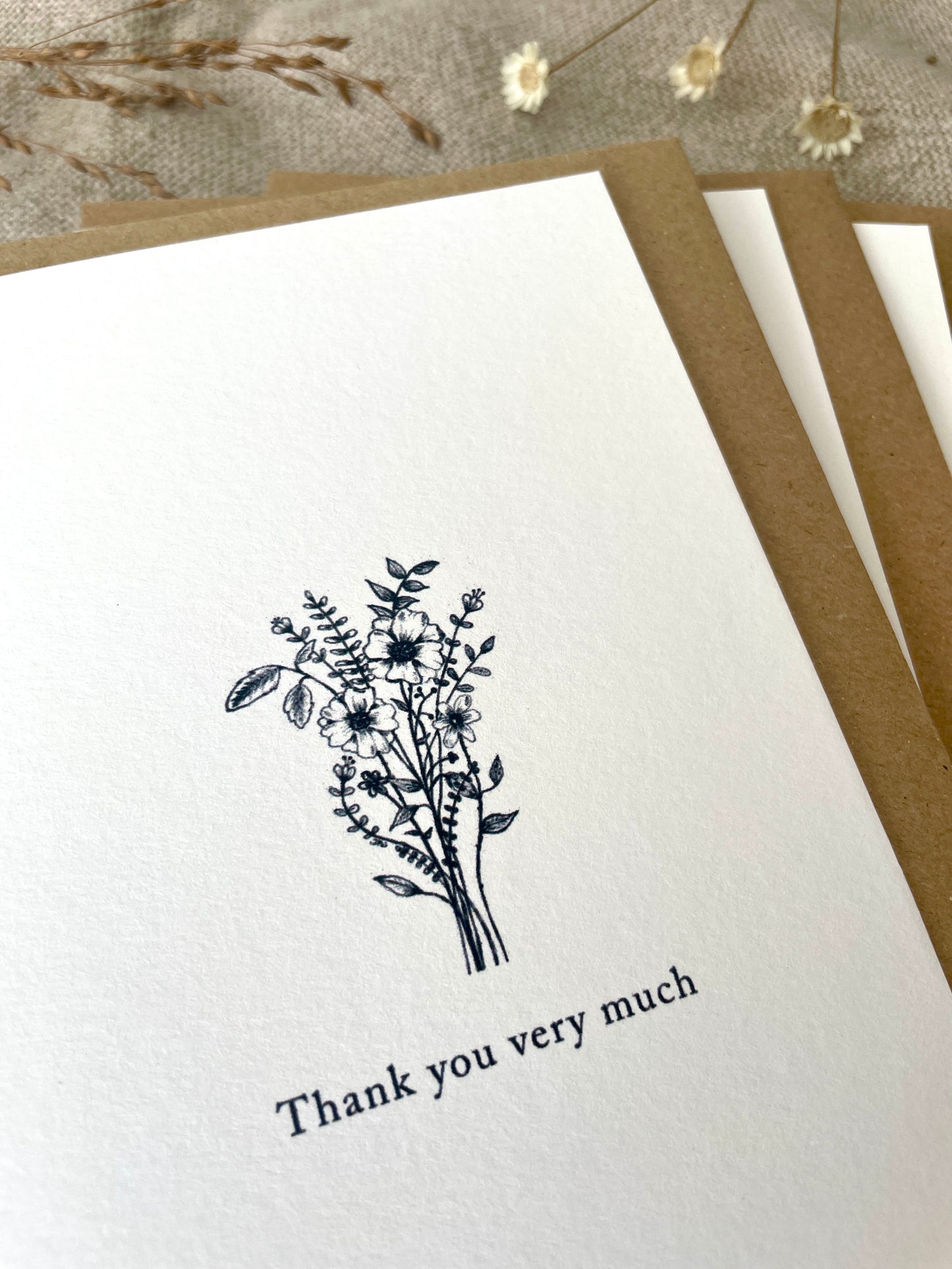 3 Pack - Thank you, Illustrated Luxury Floral Cards
