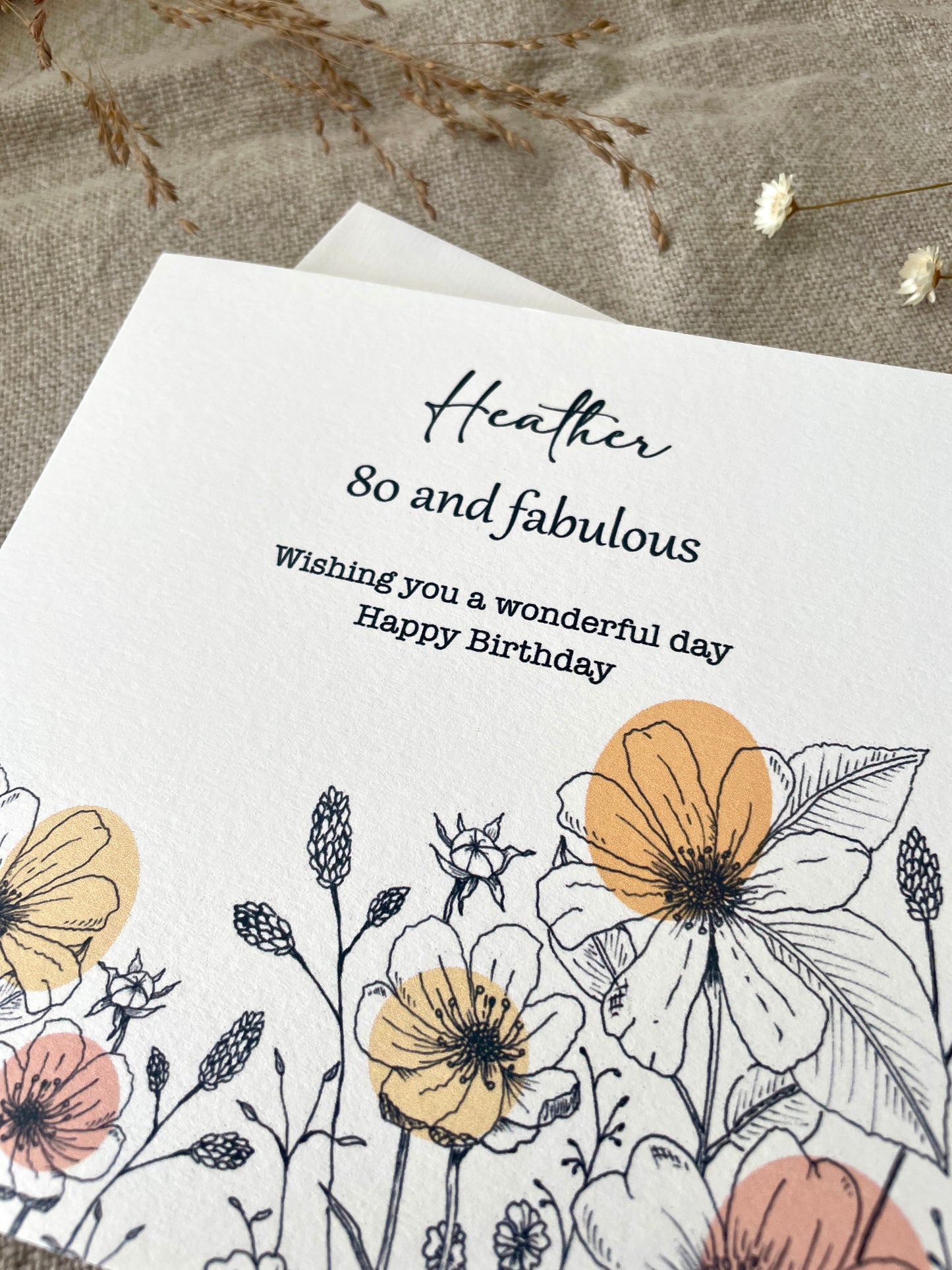 Personalised with Name & Age, Illustrated Floral Birthday Card