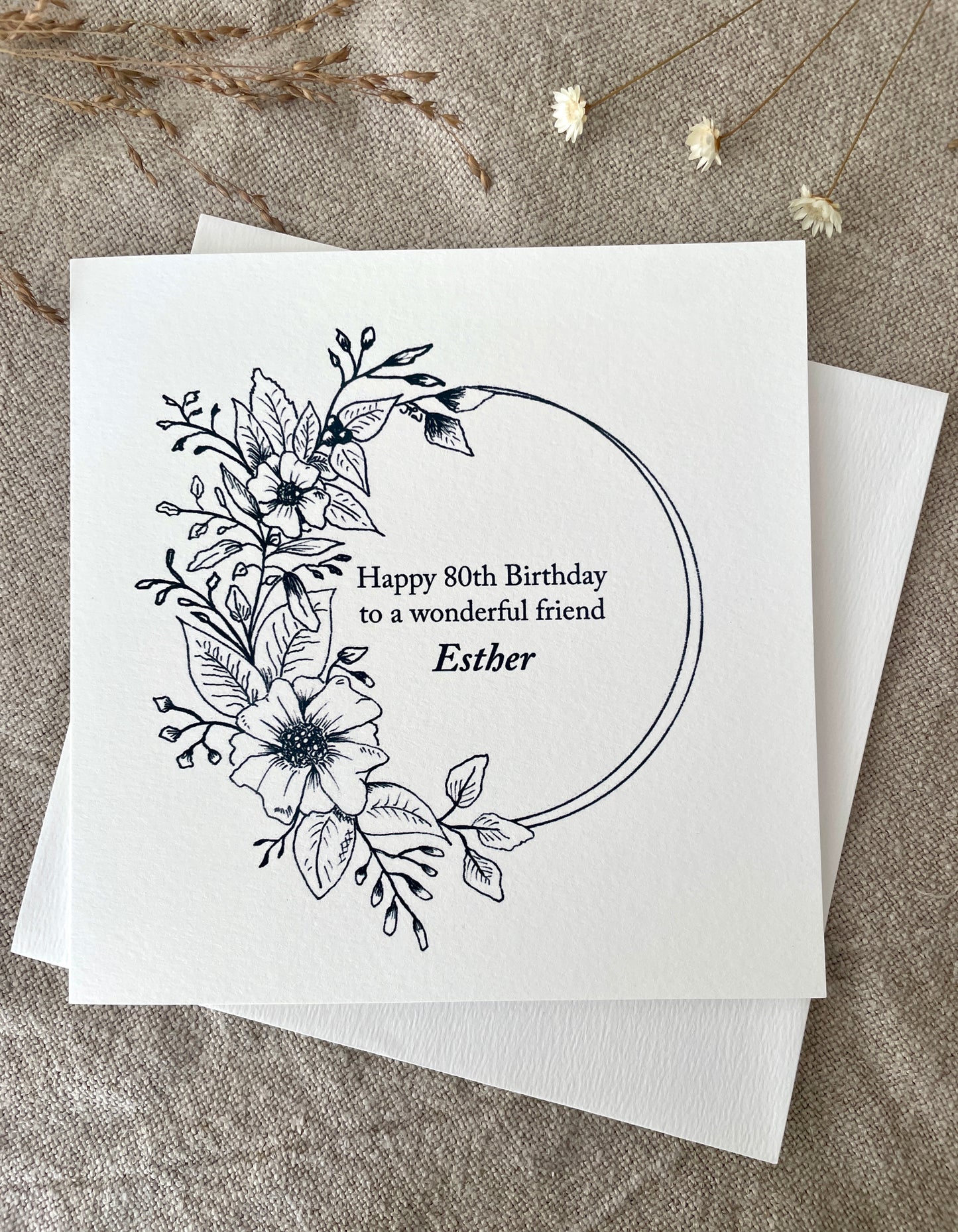 Personalised with Name & Age, Illustrated Floral Birthday Card