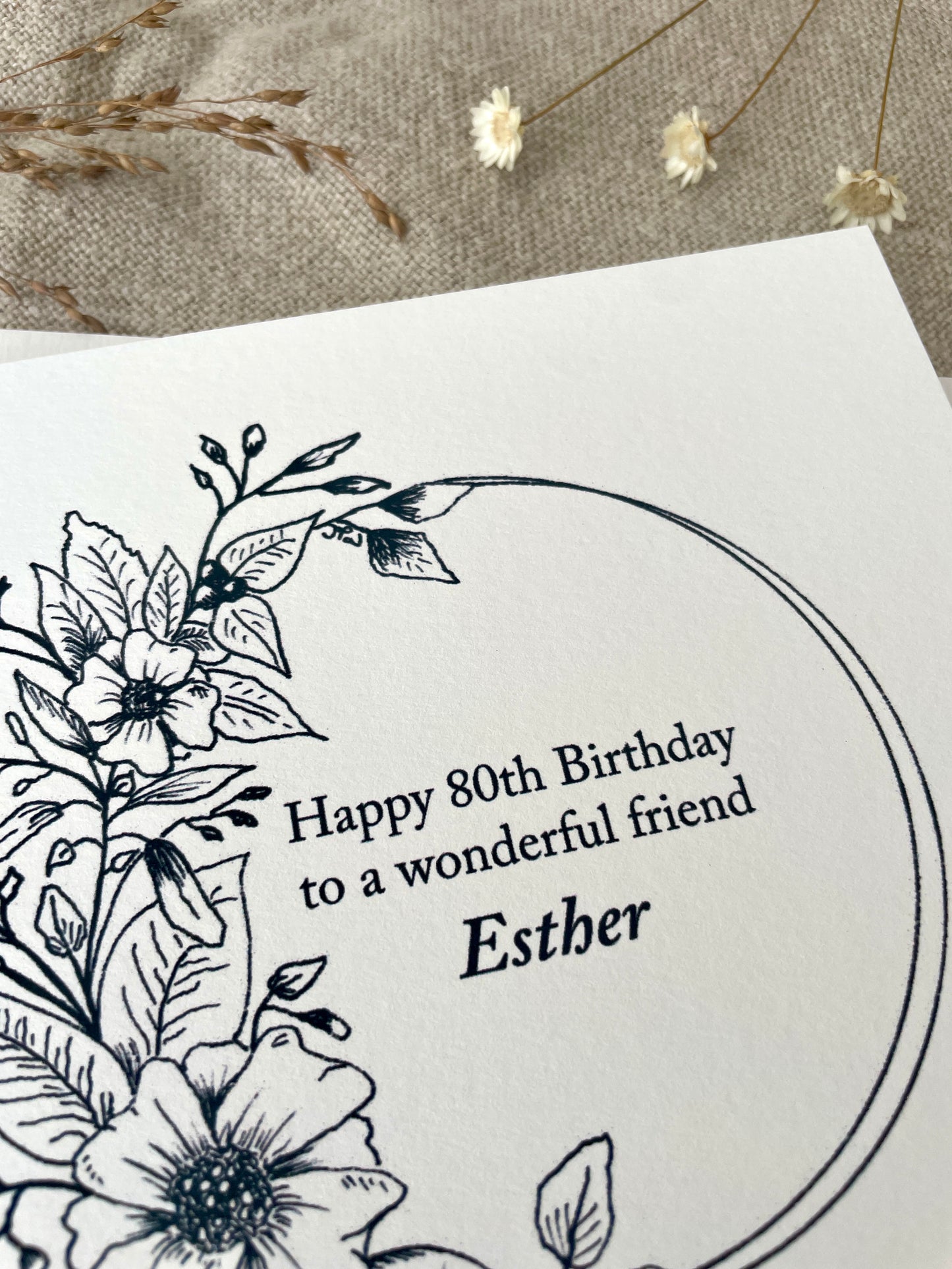 Personalised with Name & Age, Illustrated Floral Birthday Card