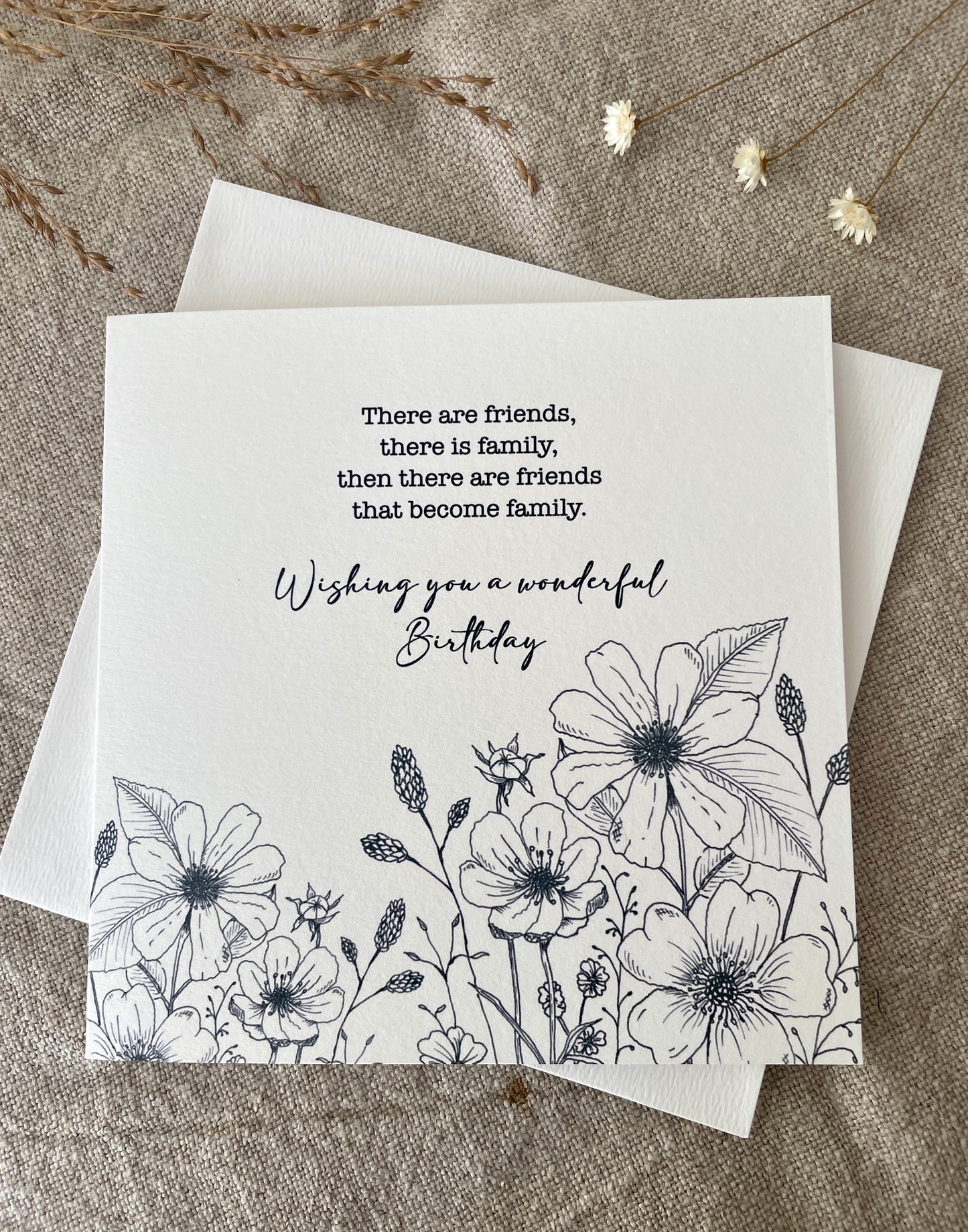 When friends become family, Floral Birthday Card