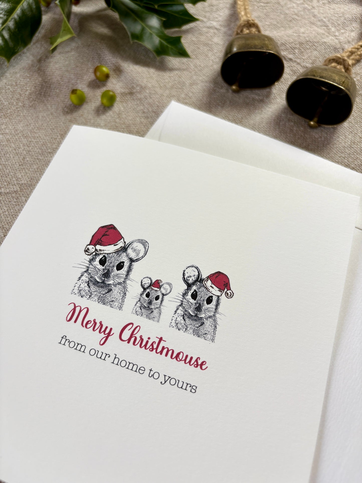 Merry Christmouse, Family of 3 Mice Card