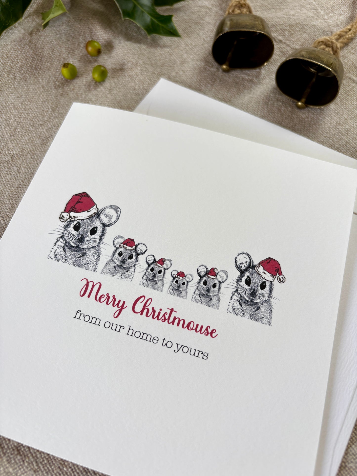 Merry Christmouse, Family of 6 Mice Card