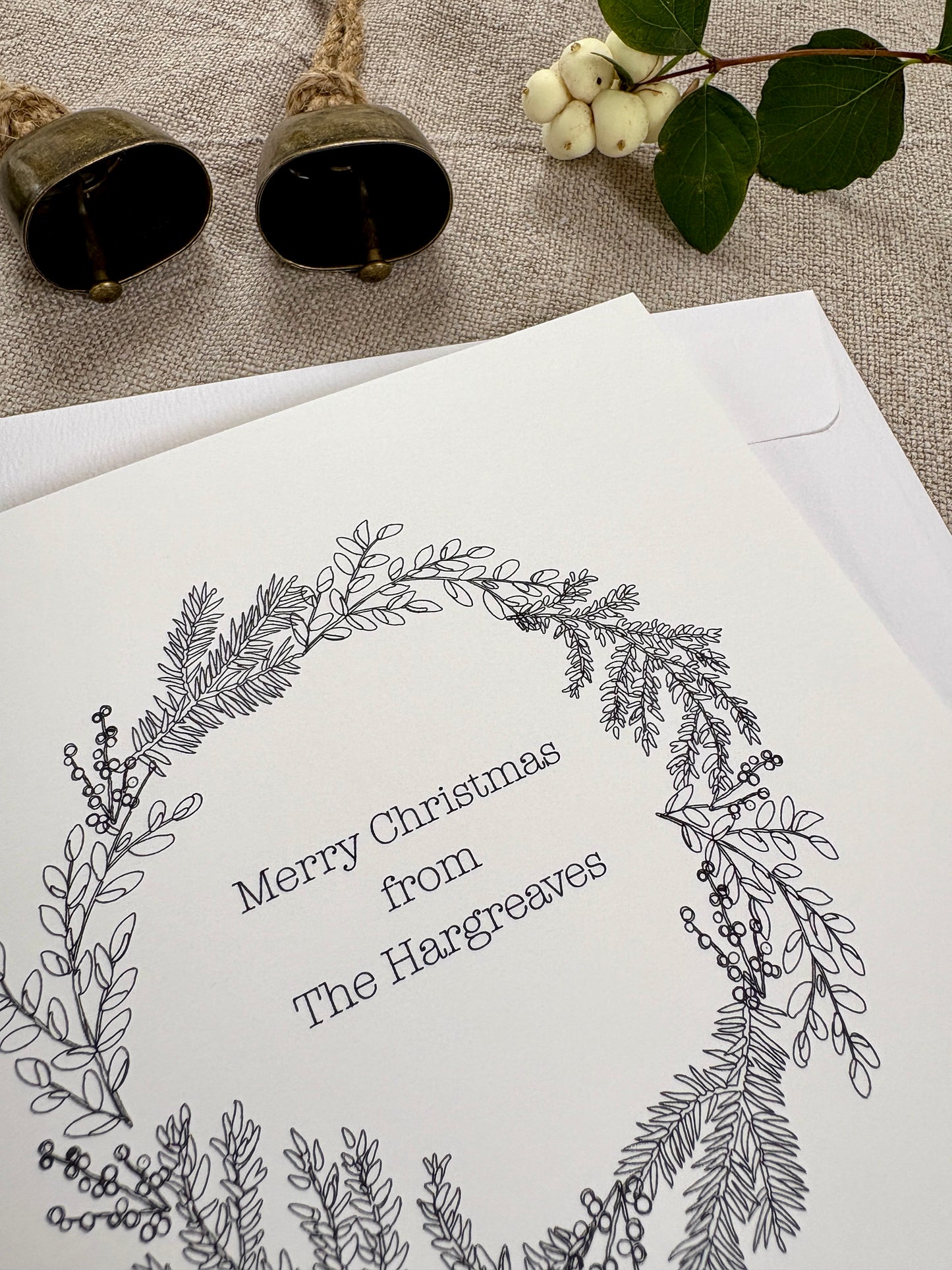 Wreath Merry Christmas - Personalised Christmas Card