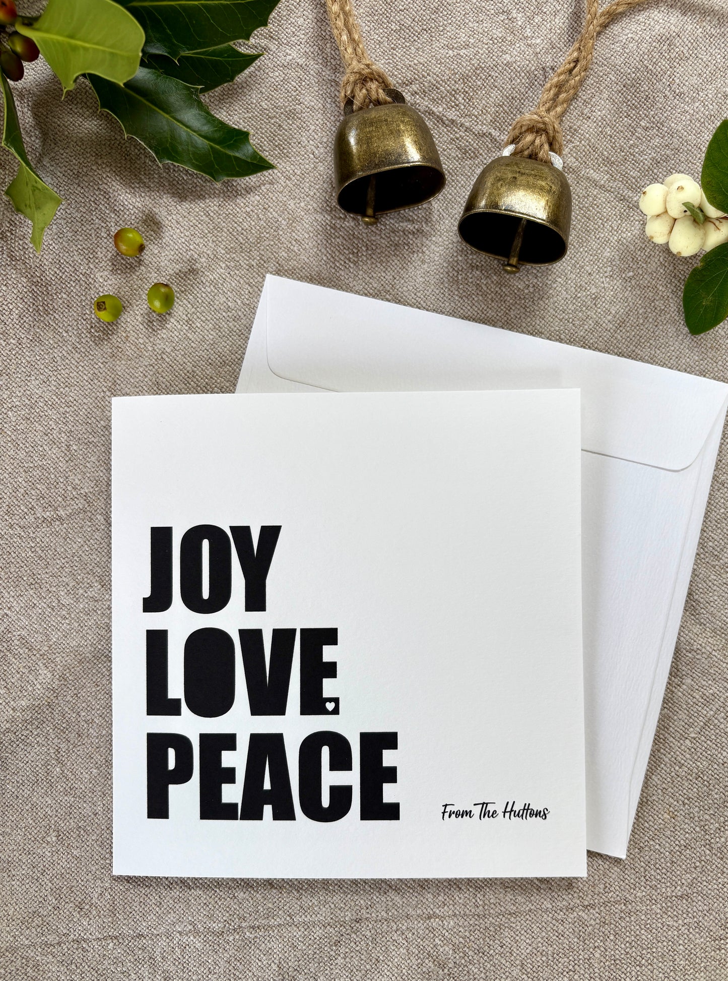 JOY, LOVE, PEACE - Personalised Christmas Card