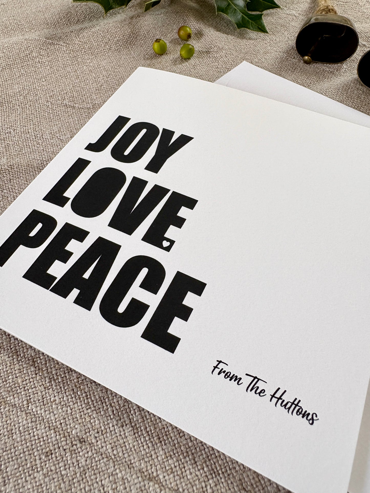 JOY, LOVE, PEACE - Personalised Christmas Card