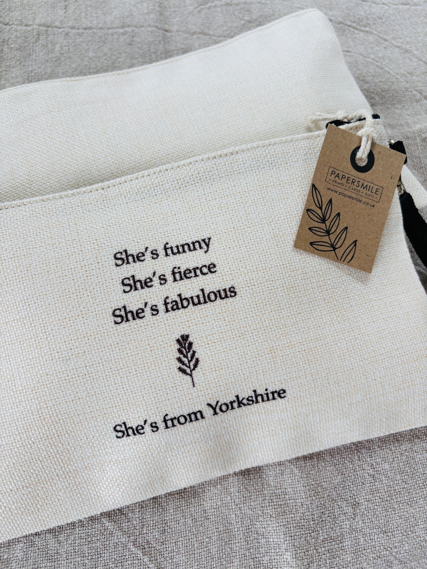 She's from Yorkshire, Linen Bag with Wristlet