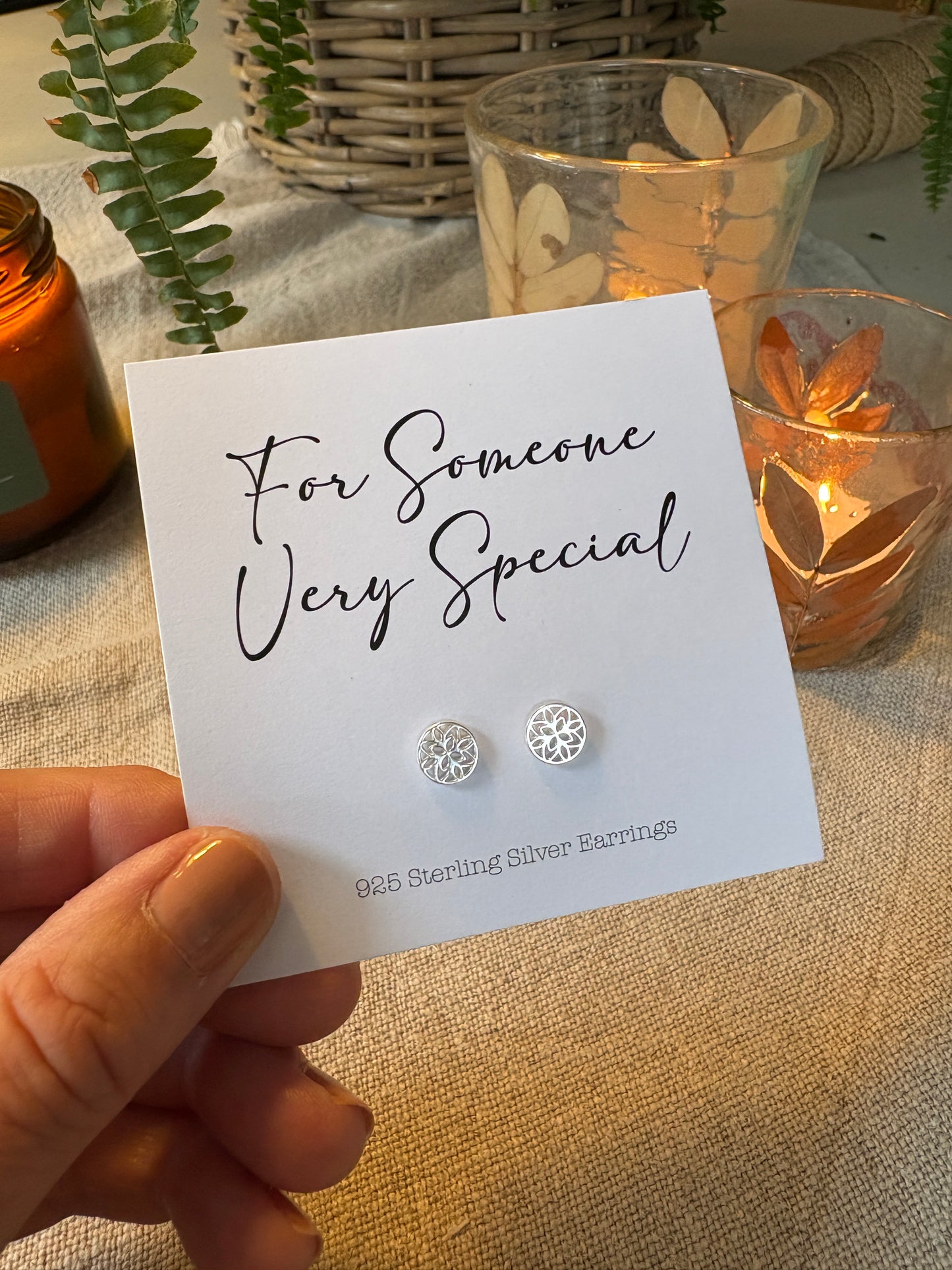 Filigree Flower Stud Earrings, Sterling Silver