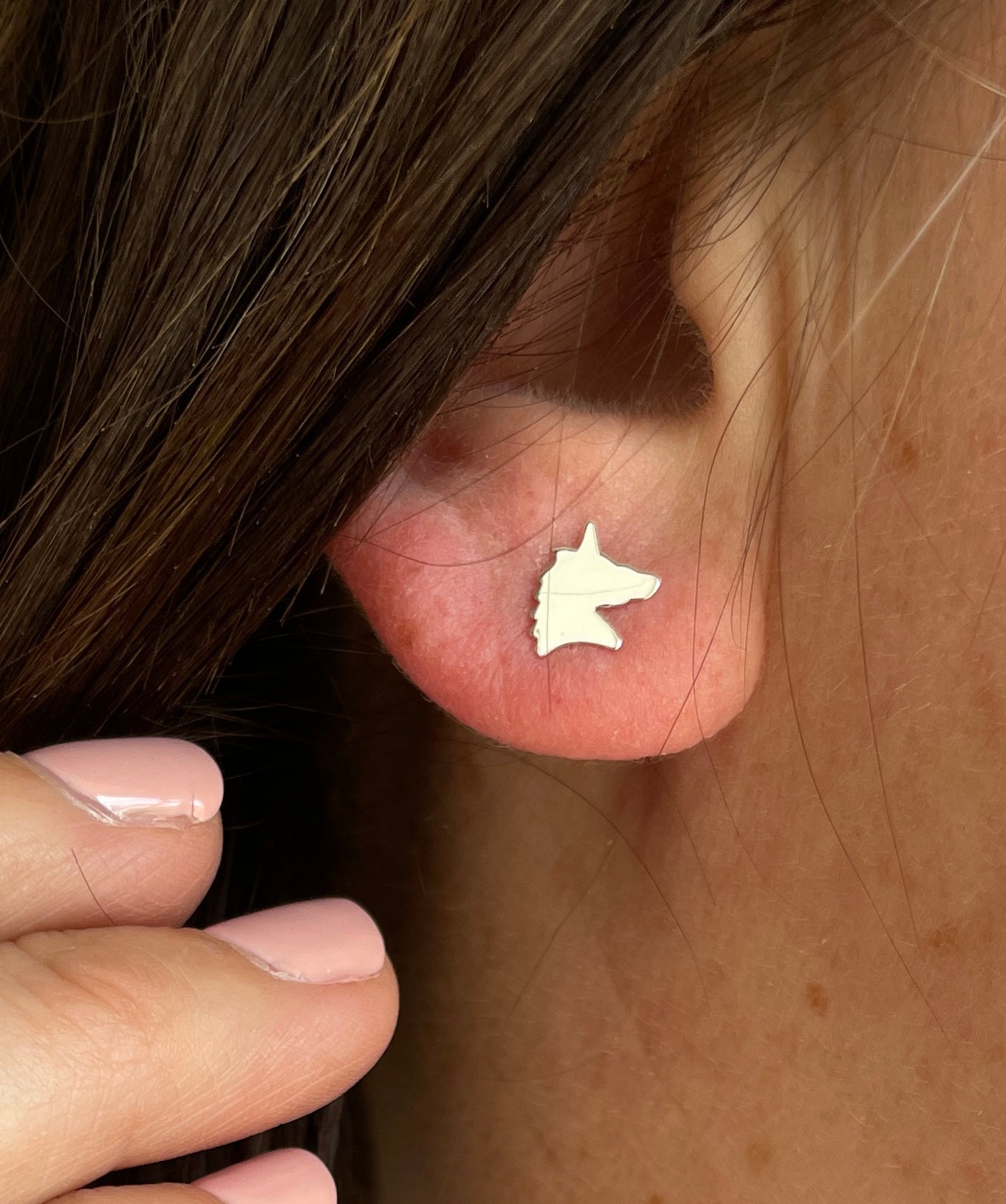 Unicorn Stud Earrings, Sterling Silver