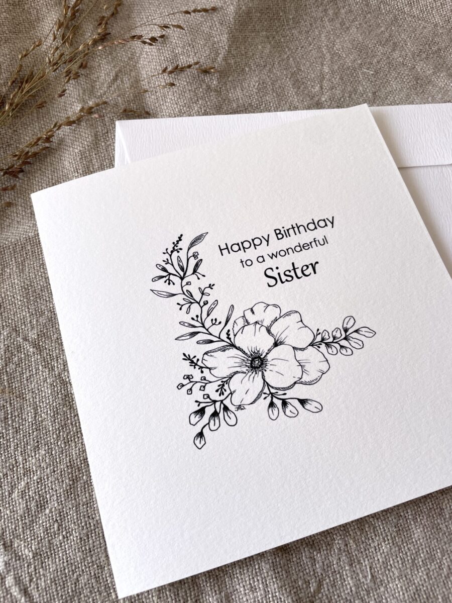 Illustrated Floral Birthday Card for Sister, Daughter, Mum Etc. image 3