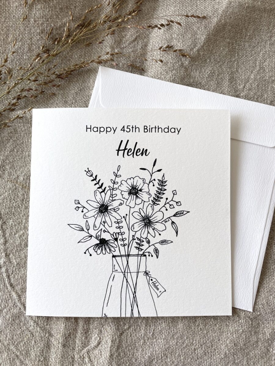 Personalised with Name & Age, Illustrated Floral Birthday Card image 5