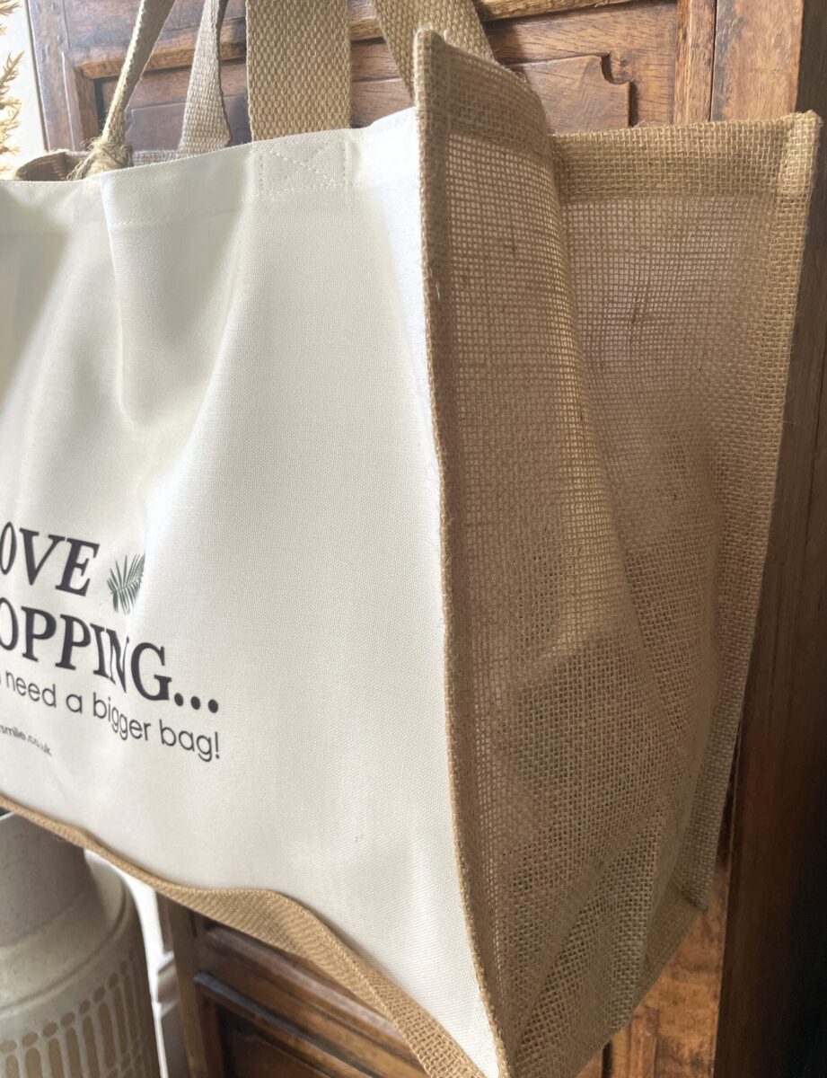 I Love Shopping, Large Jute Shopping Bag image 3