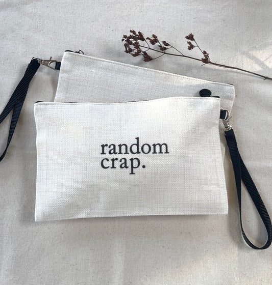 Random Crap, Linen Bag with Wristlet