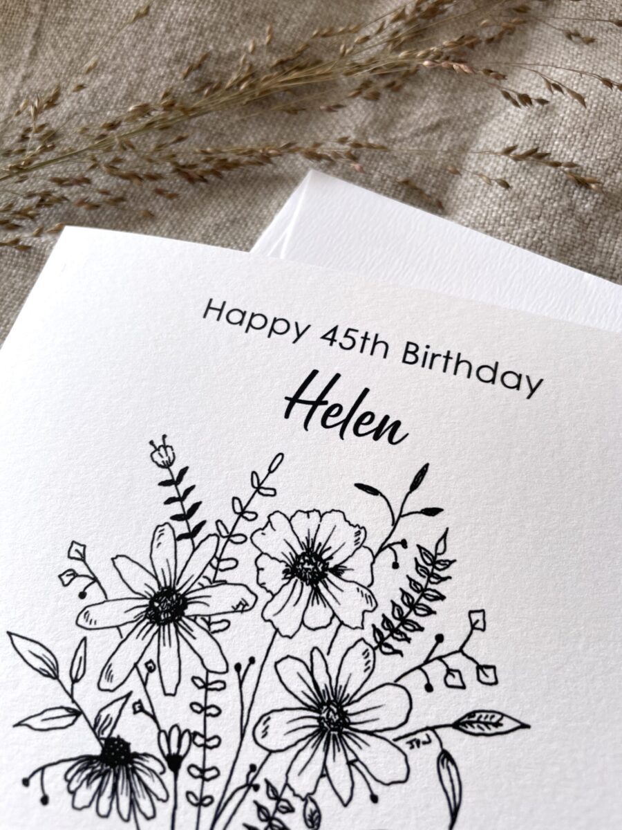Personalised with Name & Age, Illustrated Floral Birthday Card image 3