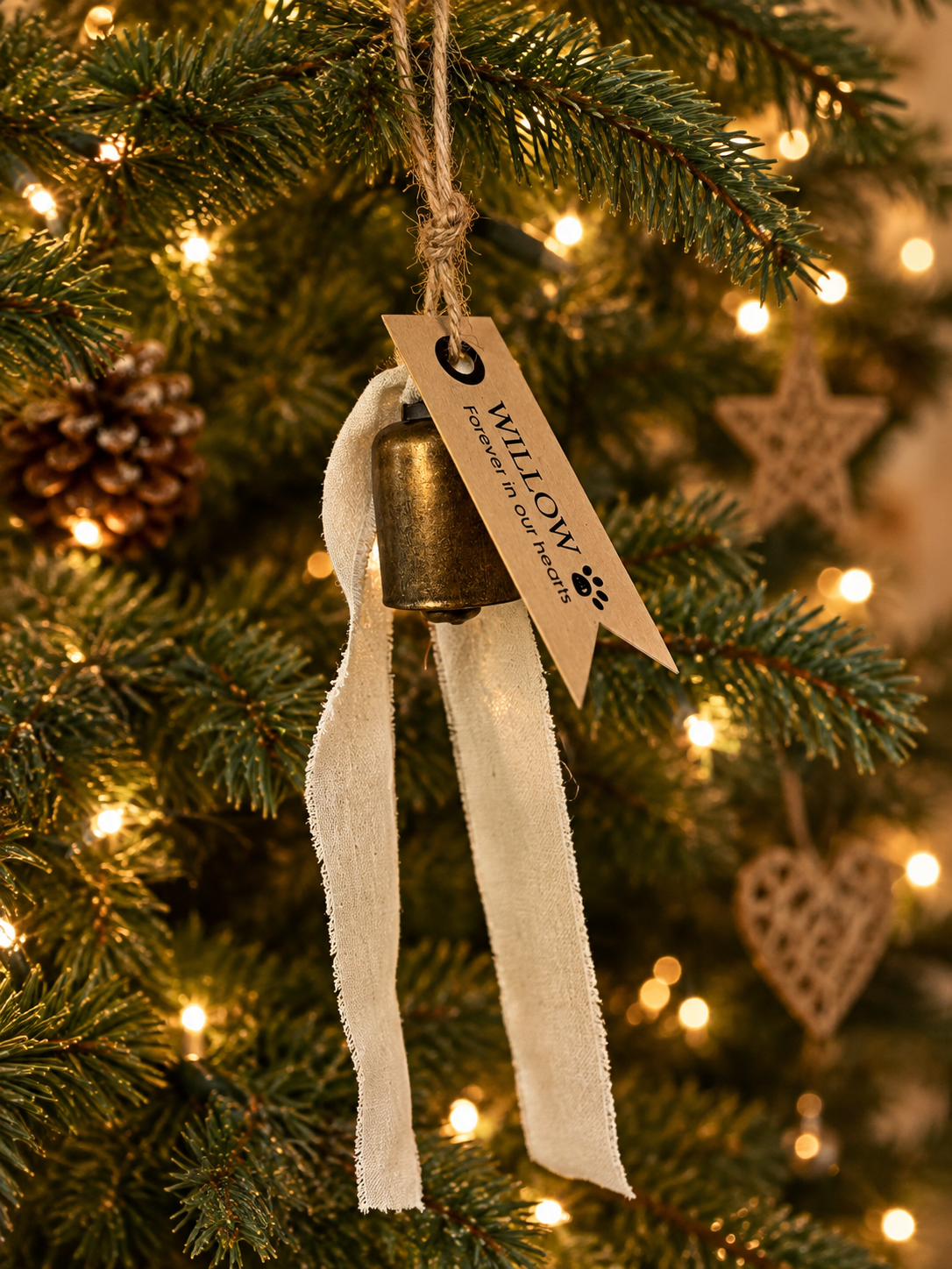 Dog & Cat with any name - Forever in our hearts. Christmas Tree Decoration