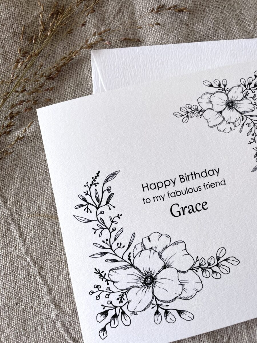 Personalised Illustrated Floral Birthday Card image 1