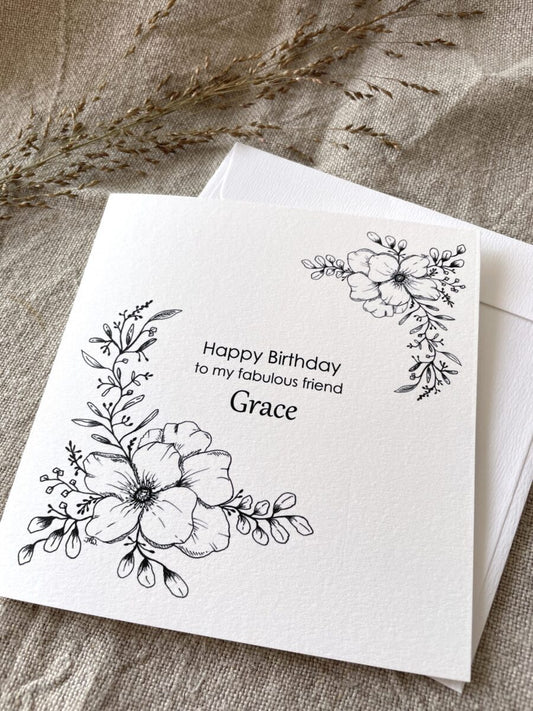 Personalised Illustrated Floral Birthday Card image 0