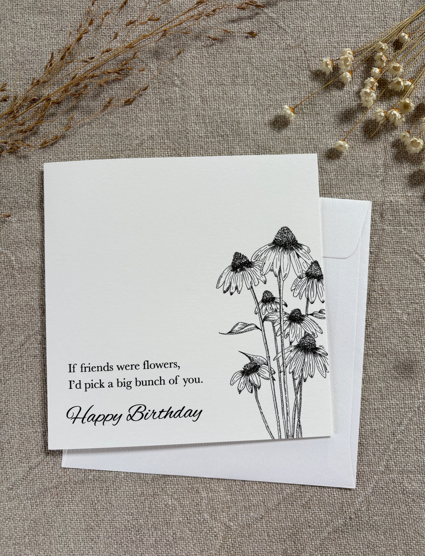If friends were flowers, Illustrated Luxury Floral Birthday Card