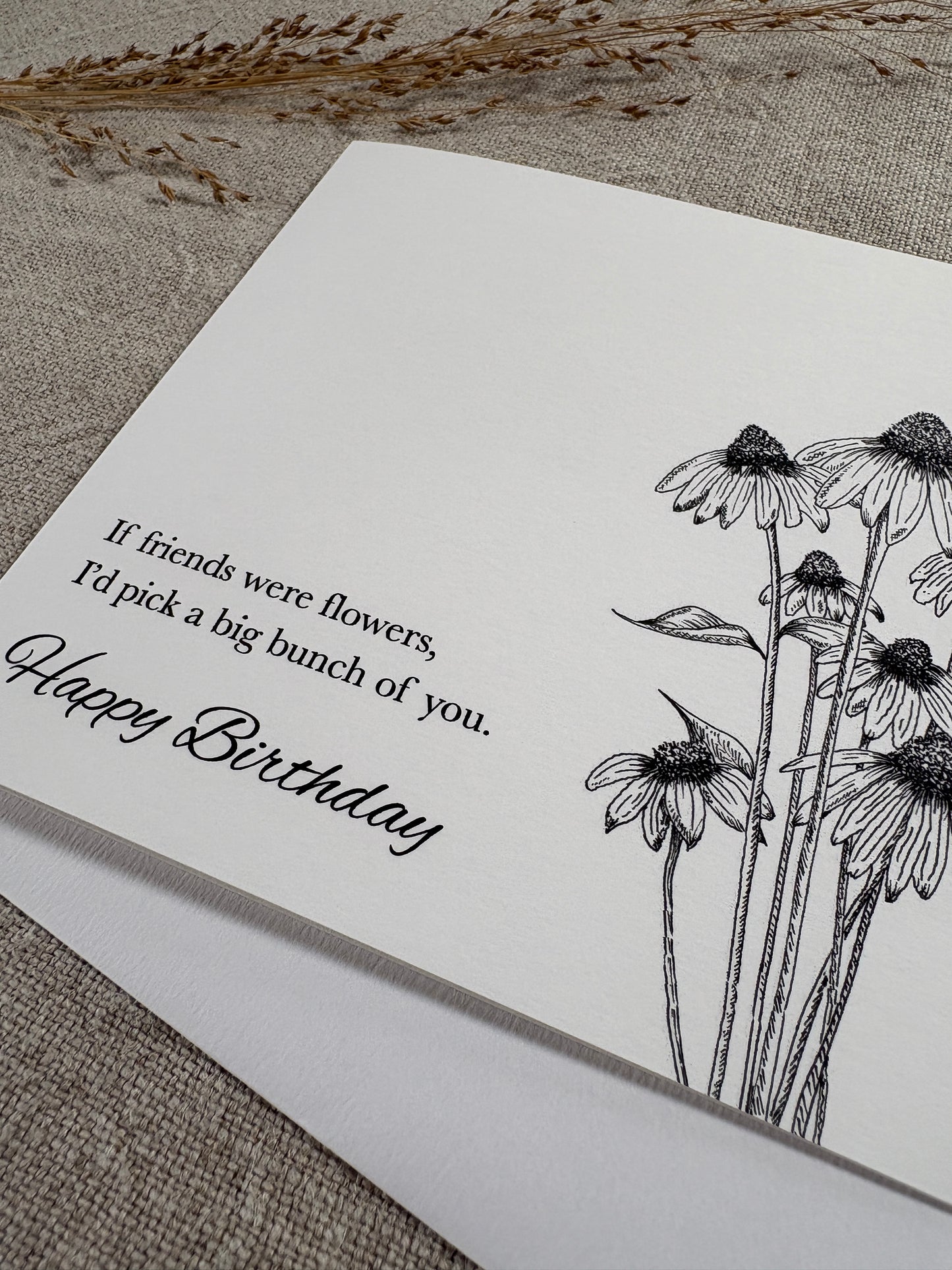 If friends were flowers, Illustrated Luxury Floral Birthday Card