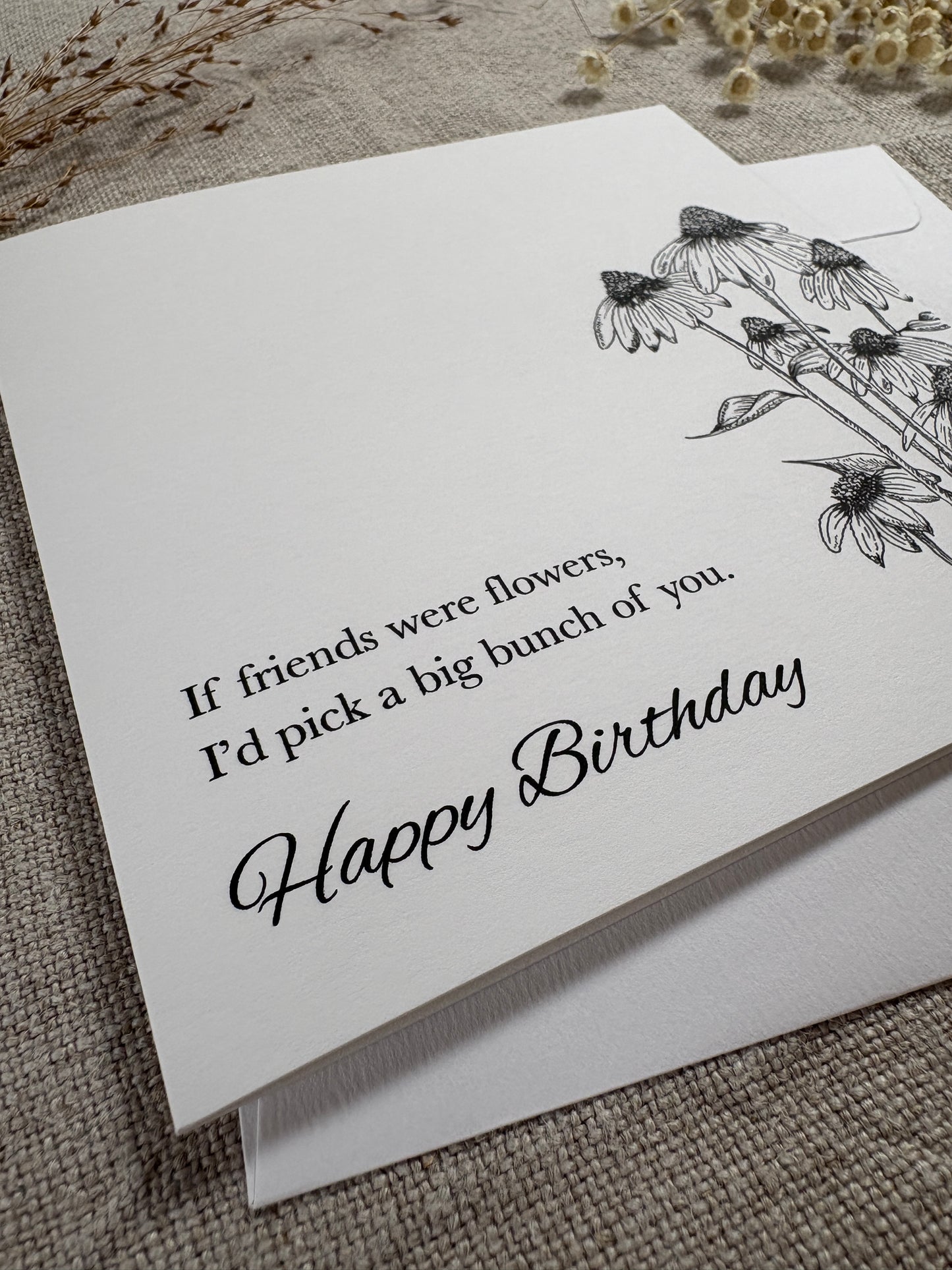 If friends were flowers, Illustrated Luxury Floral Birthday Card