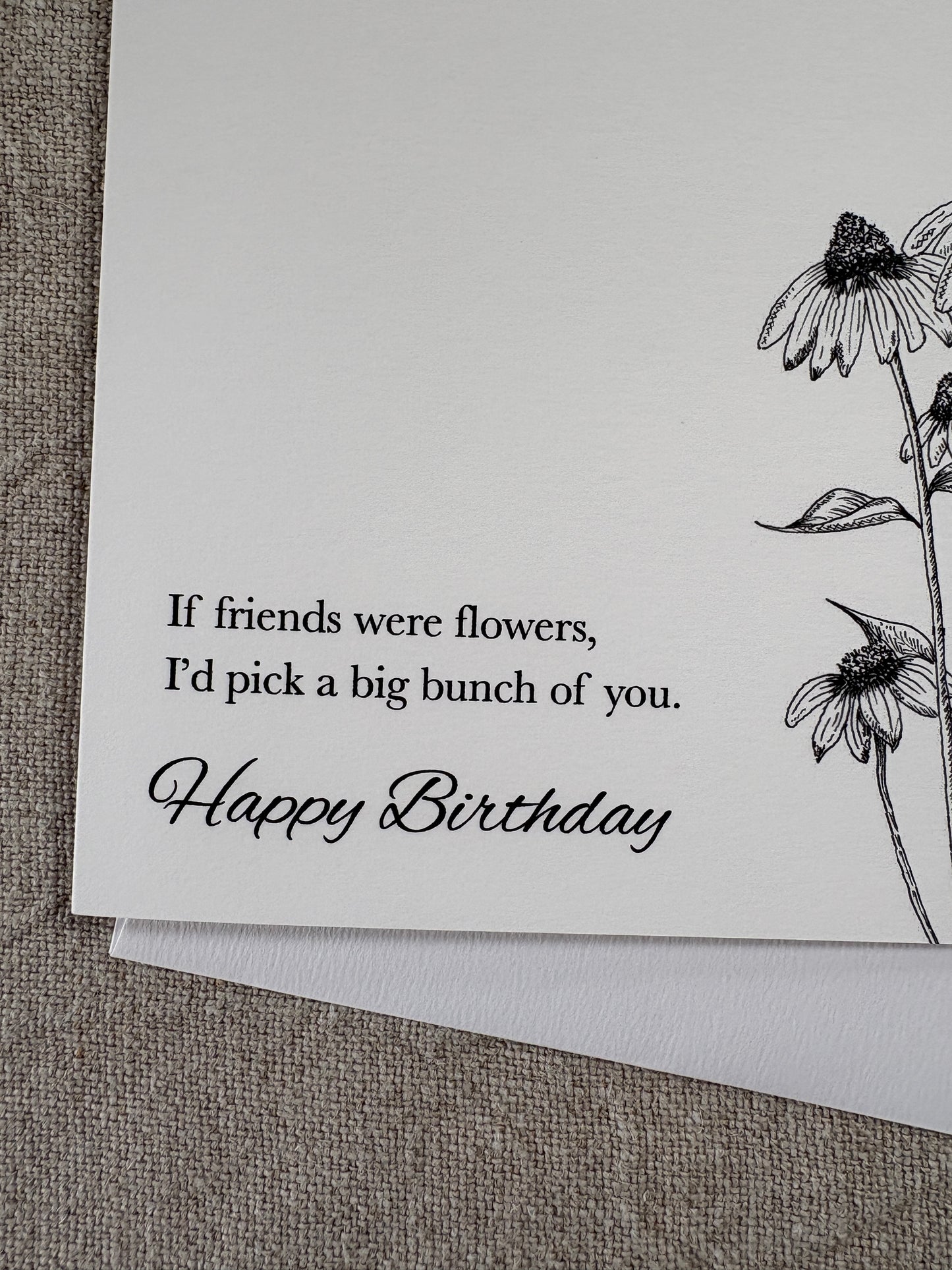 If friends were flowers, Illustrated Luxury Floral Birthday Card