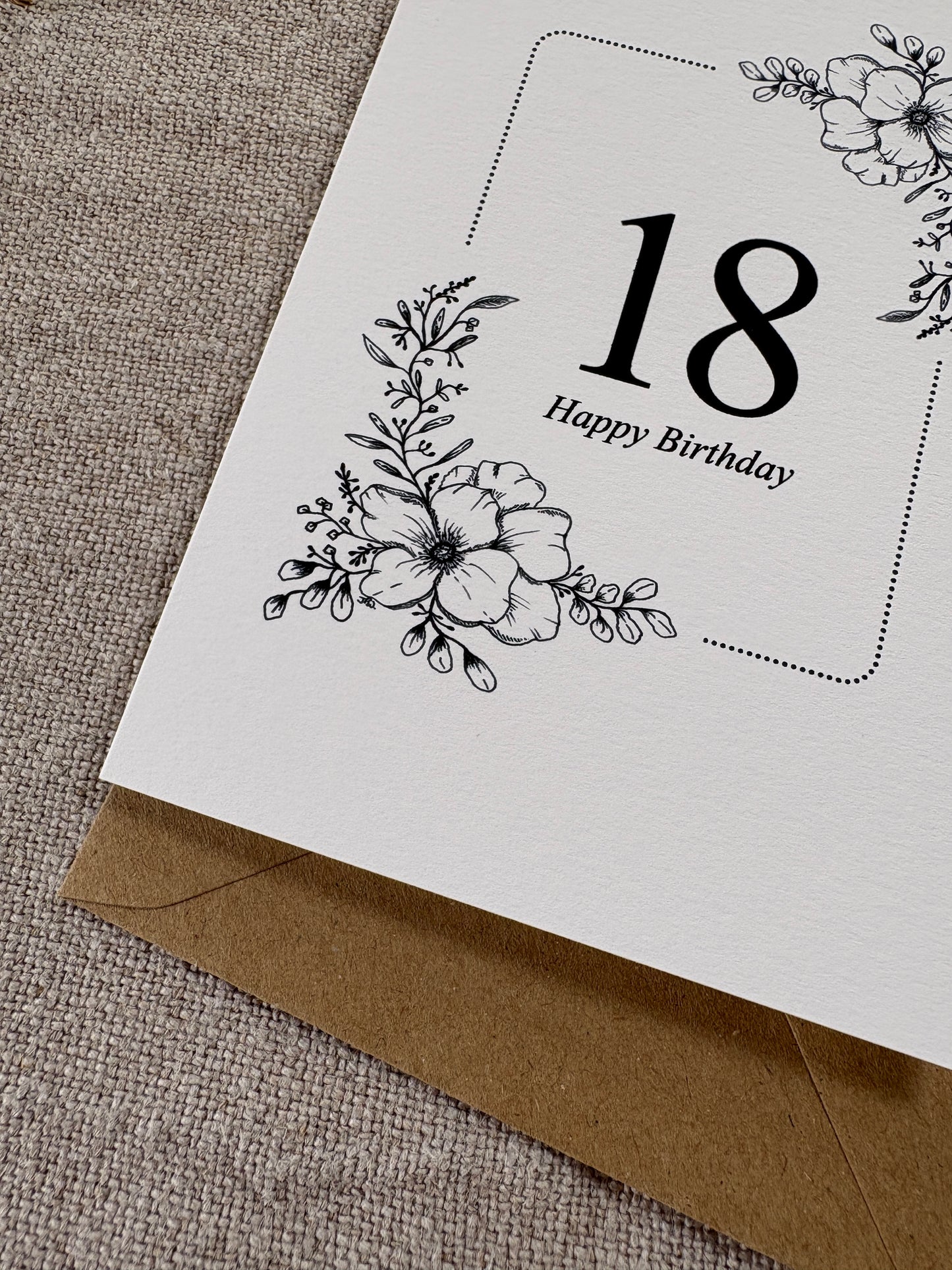 Age 18, Pretty Illustrated Floral Card