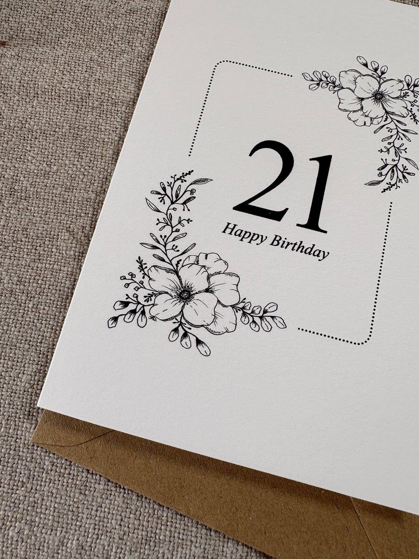 Age 21, Pretty Illustrated Floral Card