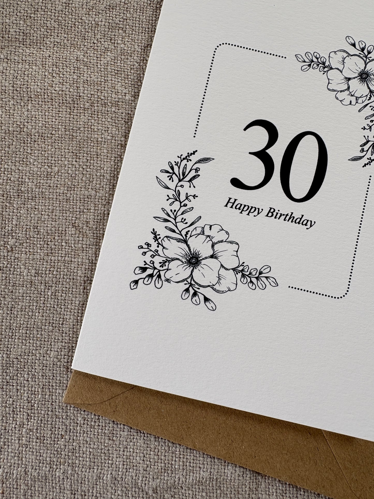 Age 30, Pretty Illustrated Floral Card
