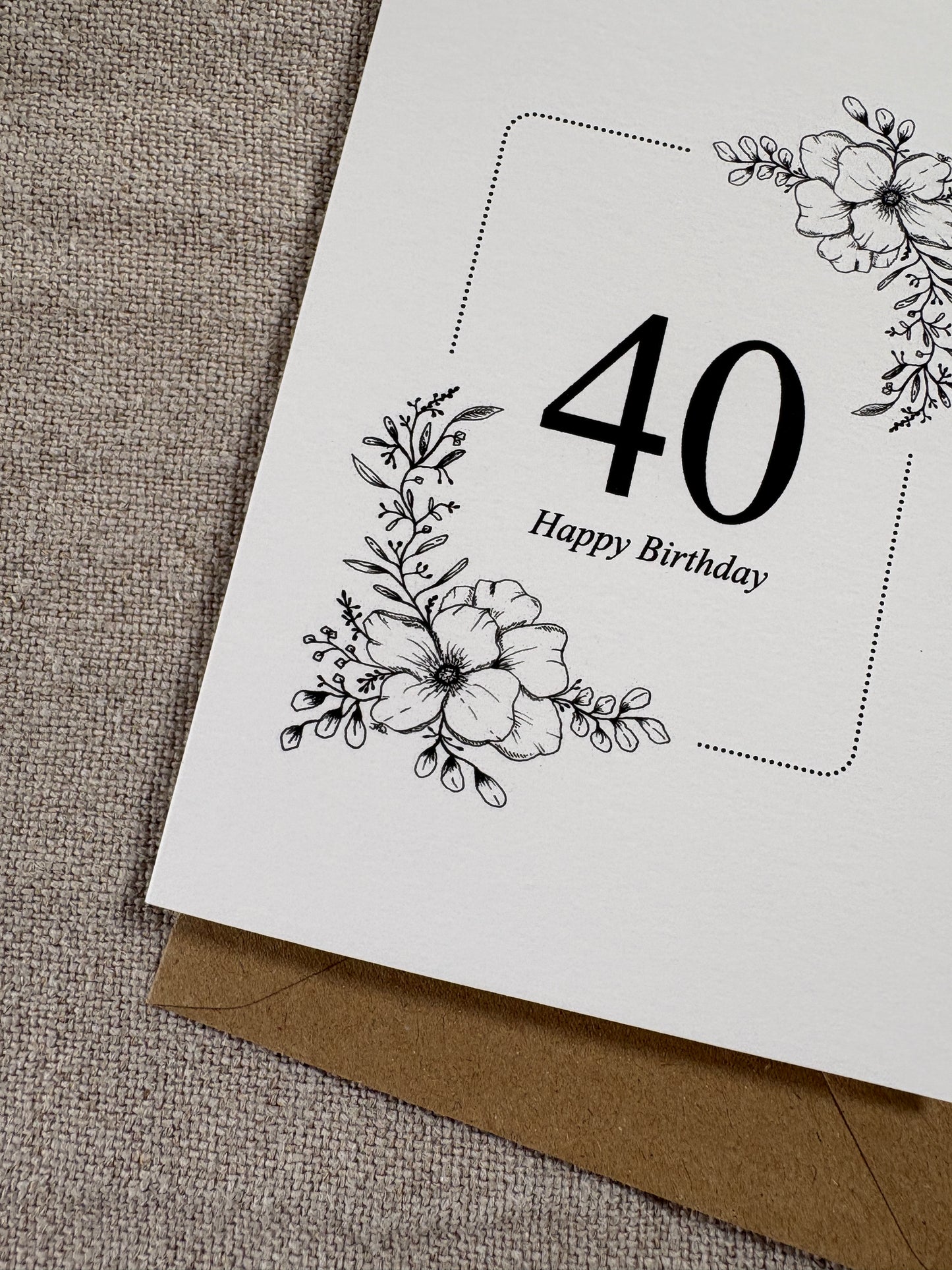 Age 40, Pretty Illustrated Floral Card