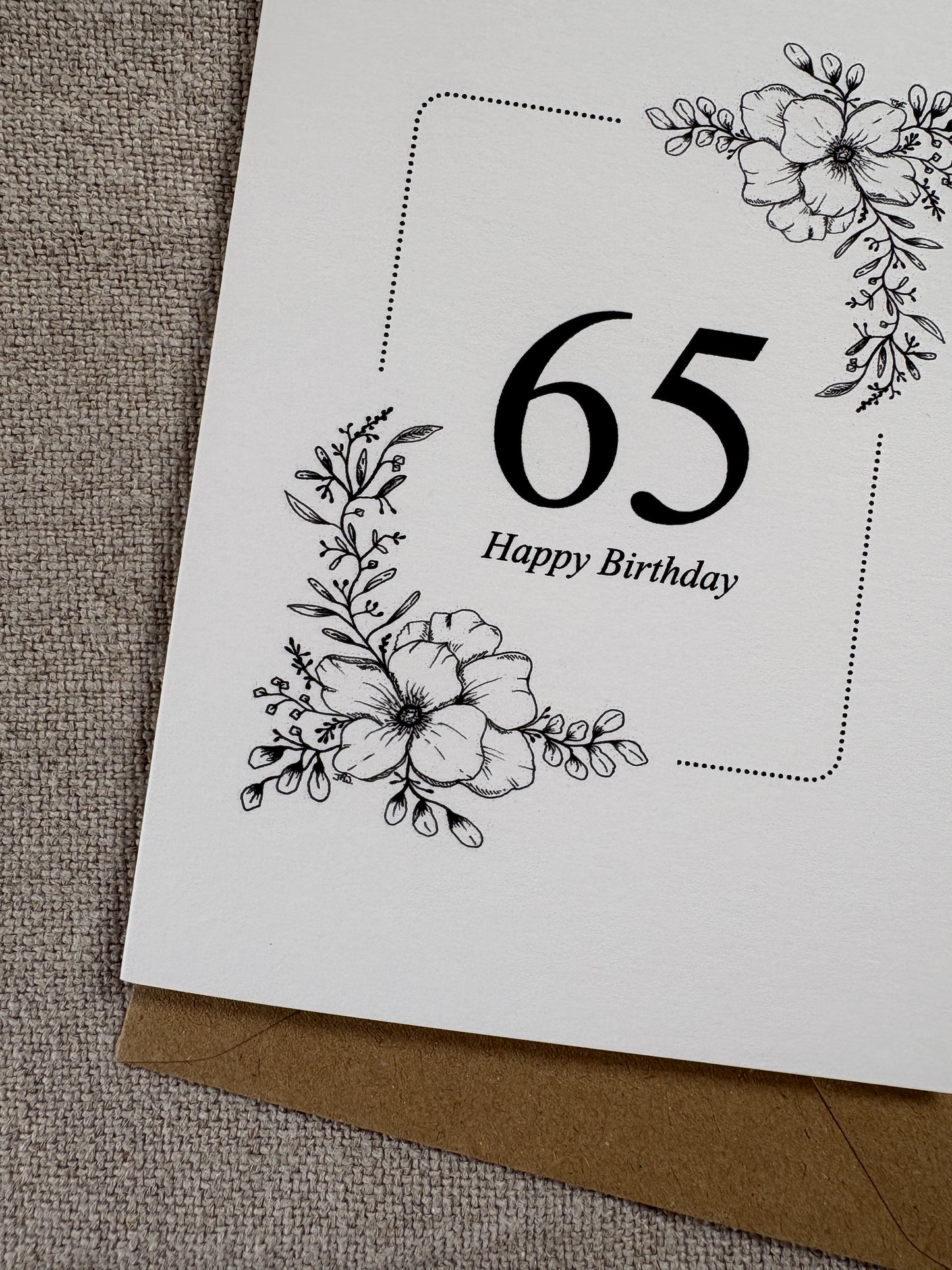 Age 65, Pretty Illustrated Floral Card