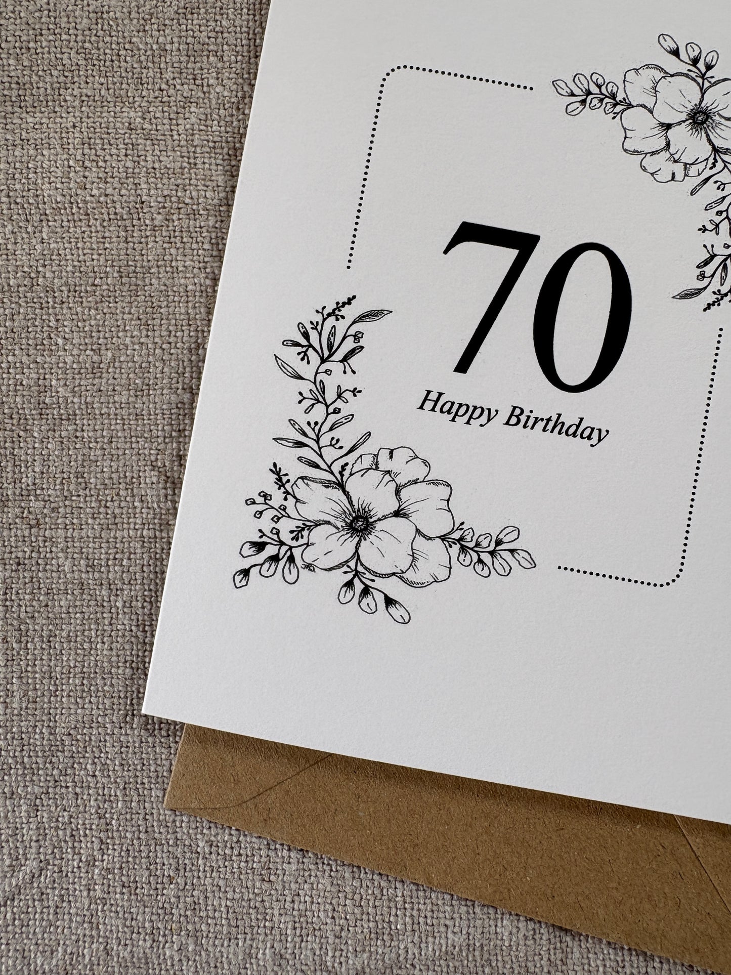 Age 70, Pretty Illustrated Floral Card