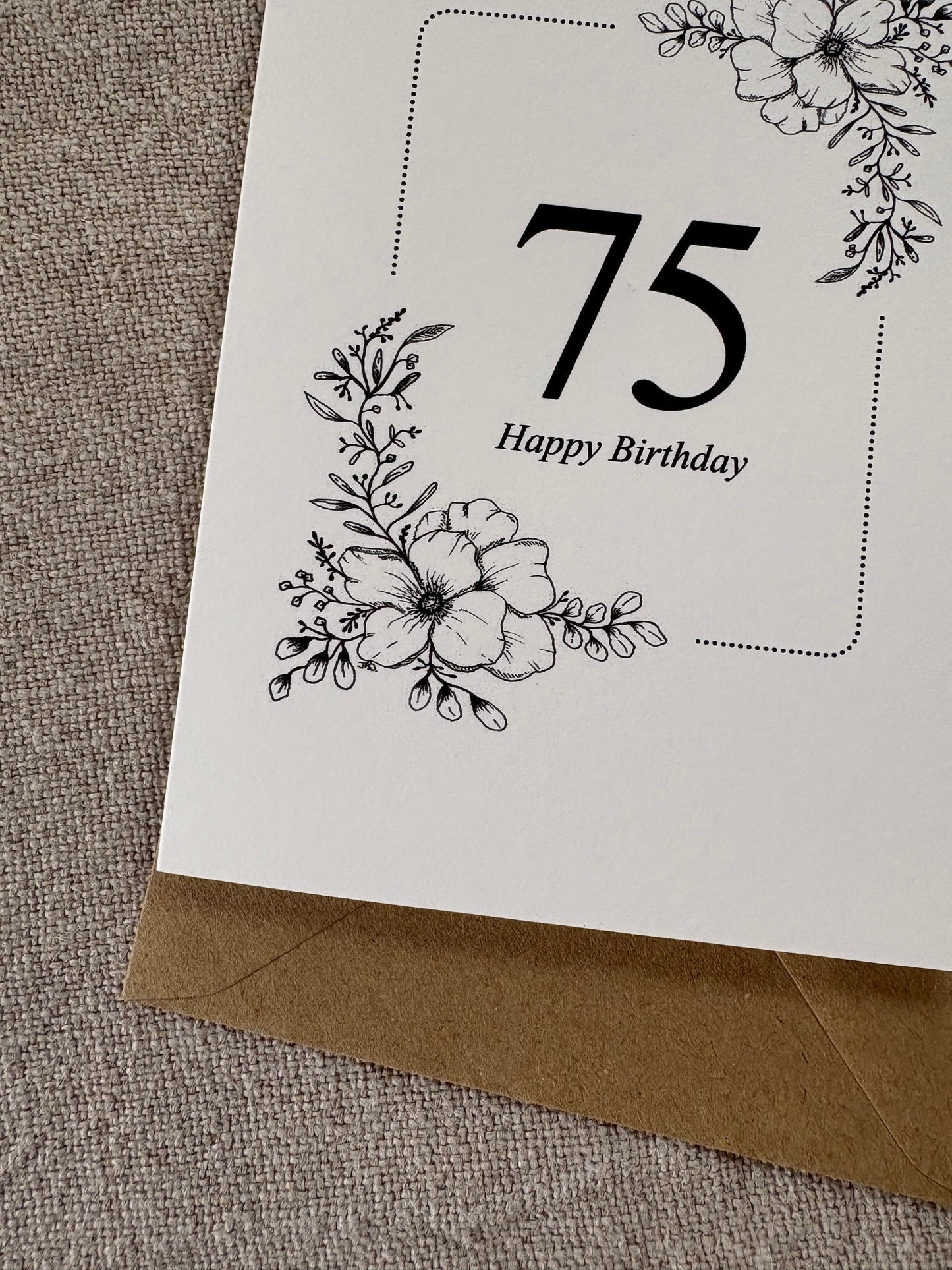 Age 75, Pretty Illustrated Floral Card