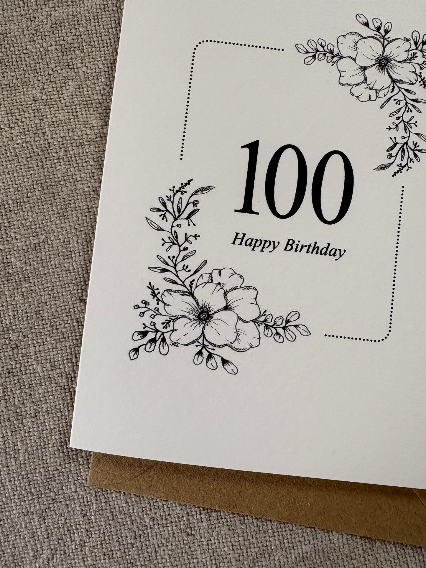 Age 100, Pretty Illustrated Floral Card