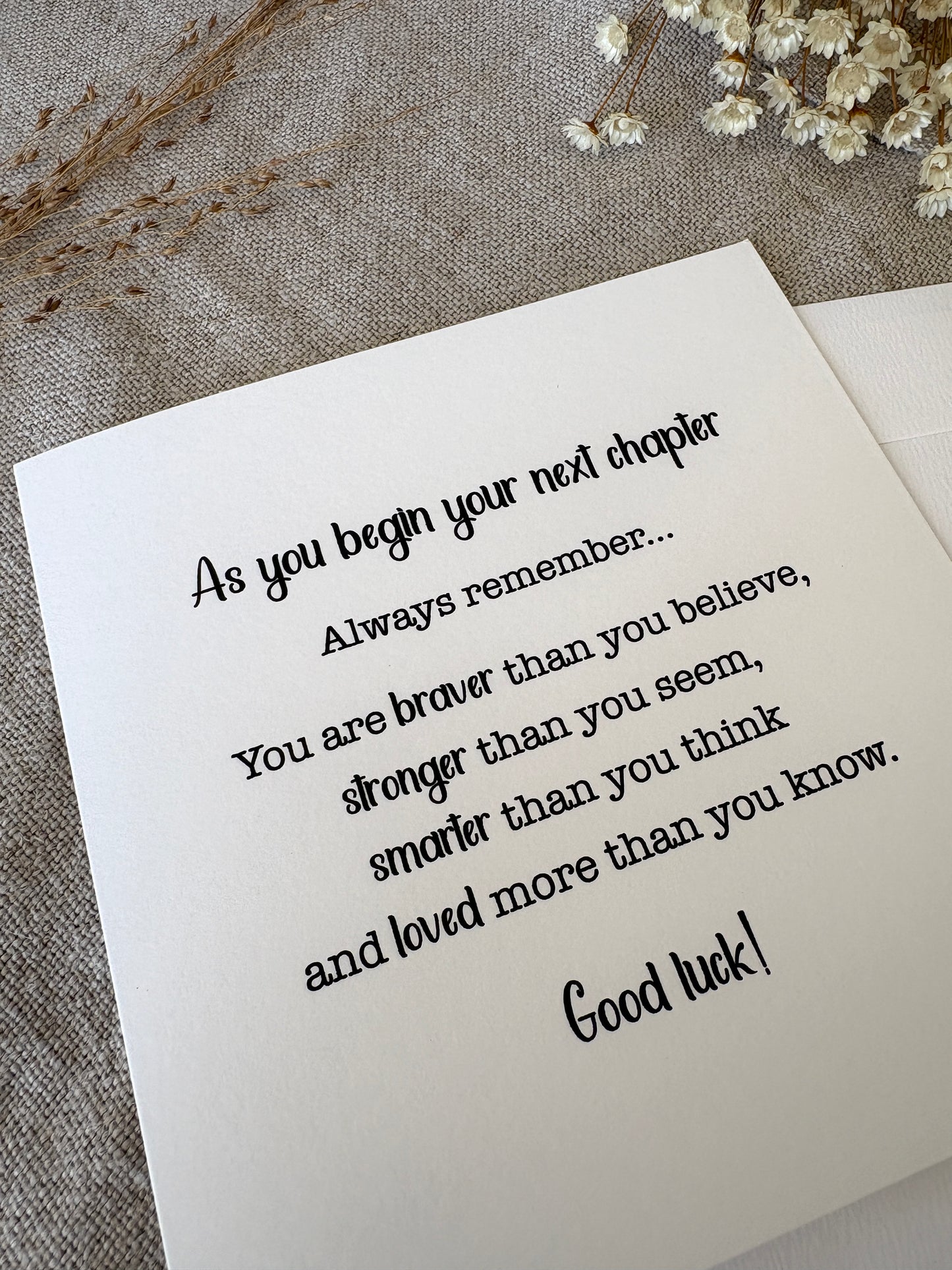 The Next Chapter... Good Luck Card