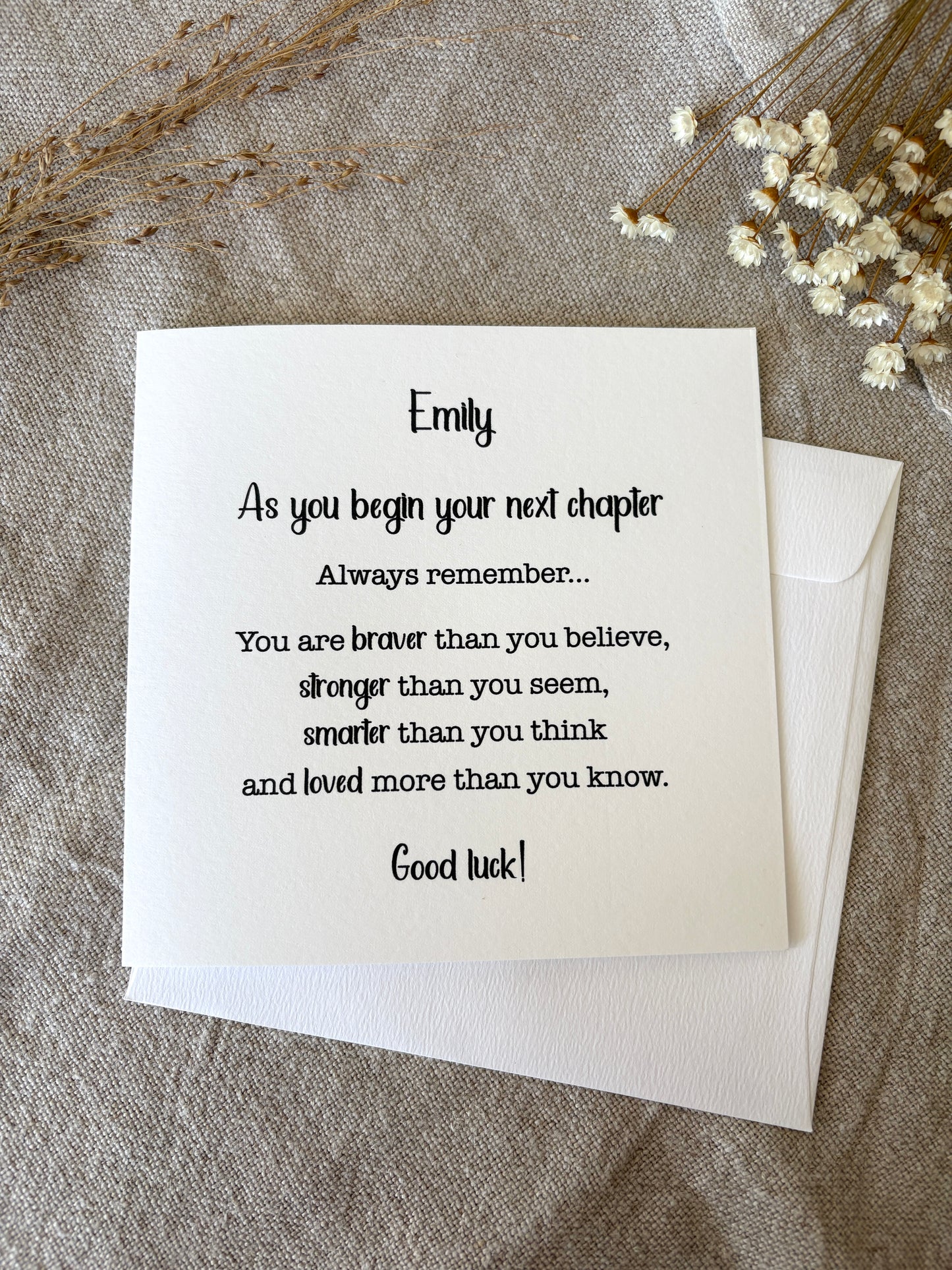 PERSONALISED The Next Chapter... Good Luck Card