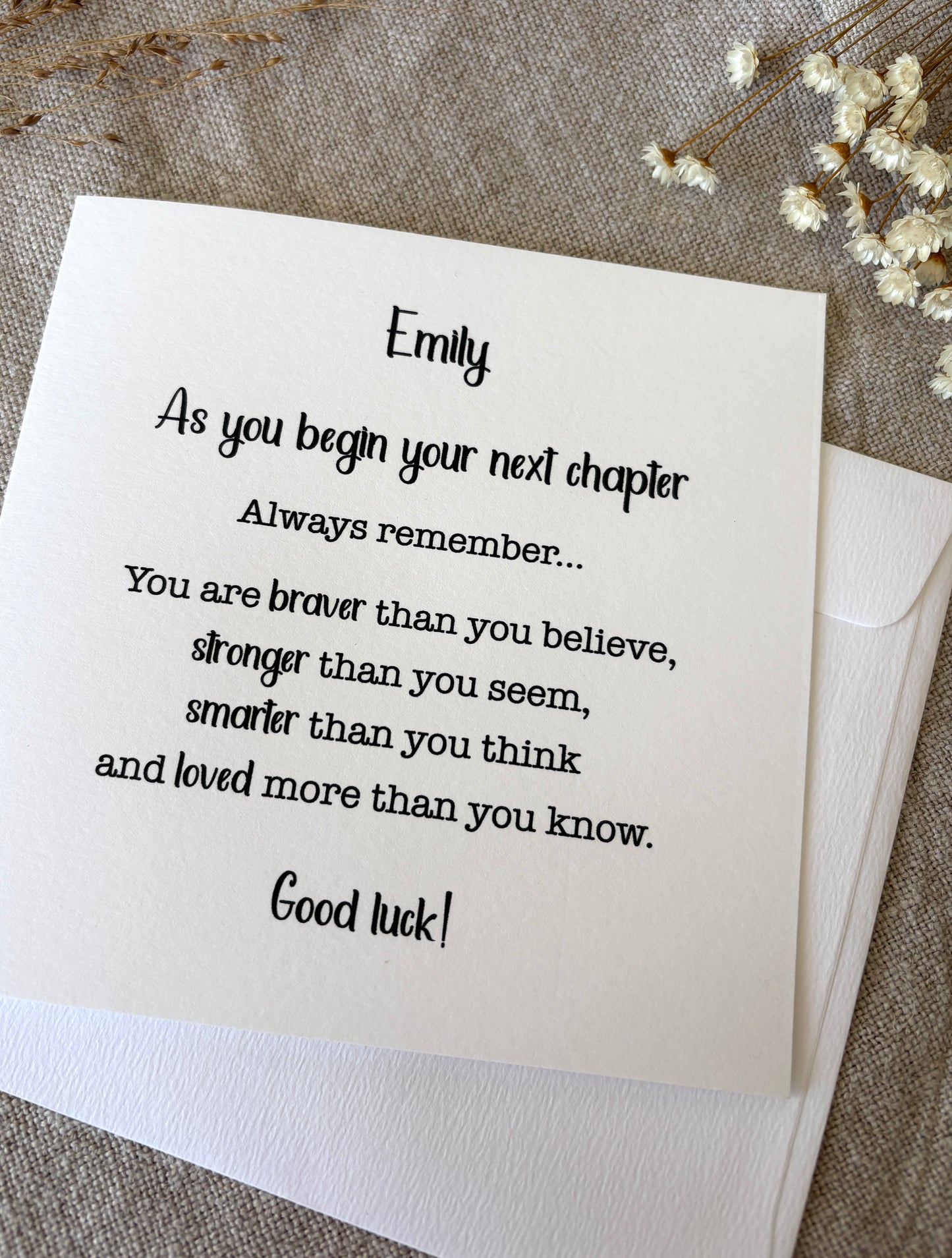 PERSONALISED The Next Chapter... Good Luck Card