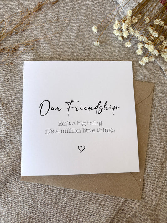 Our Friendship, Card