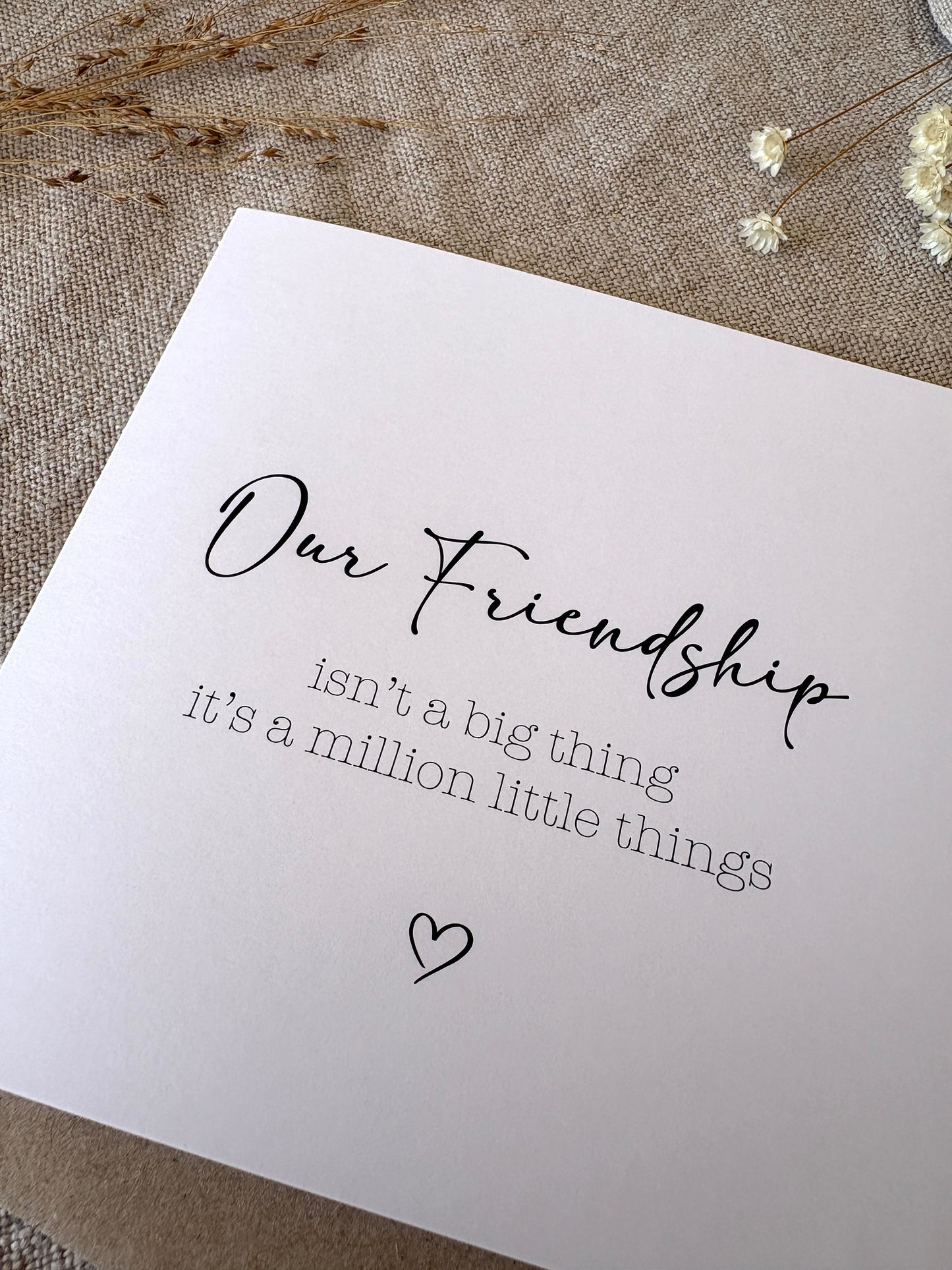 Our Friendship, Card