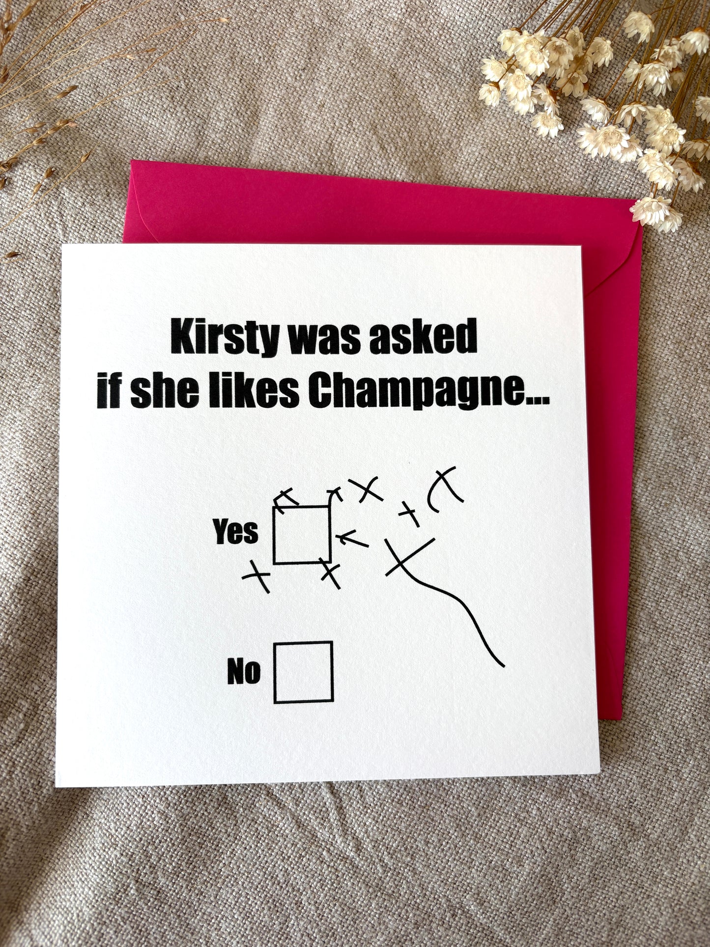 Personalised with NAME, Champagne Card