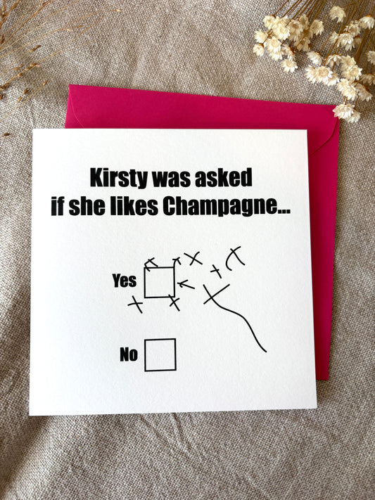 Personalised with NAME, Champagne Card