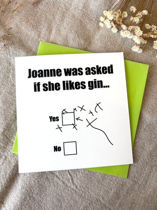 Personalised with NAME, Gin Card
