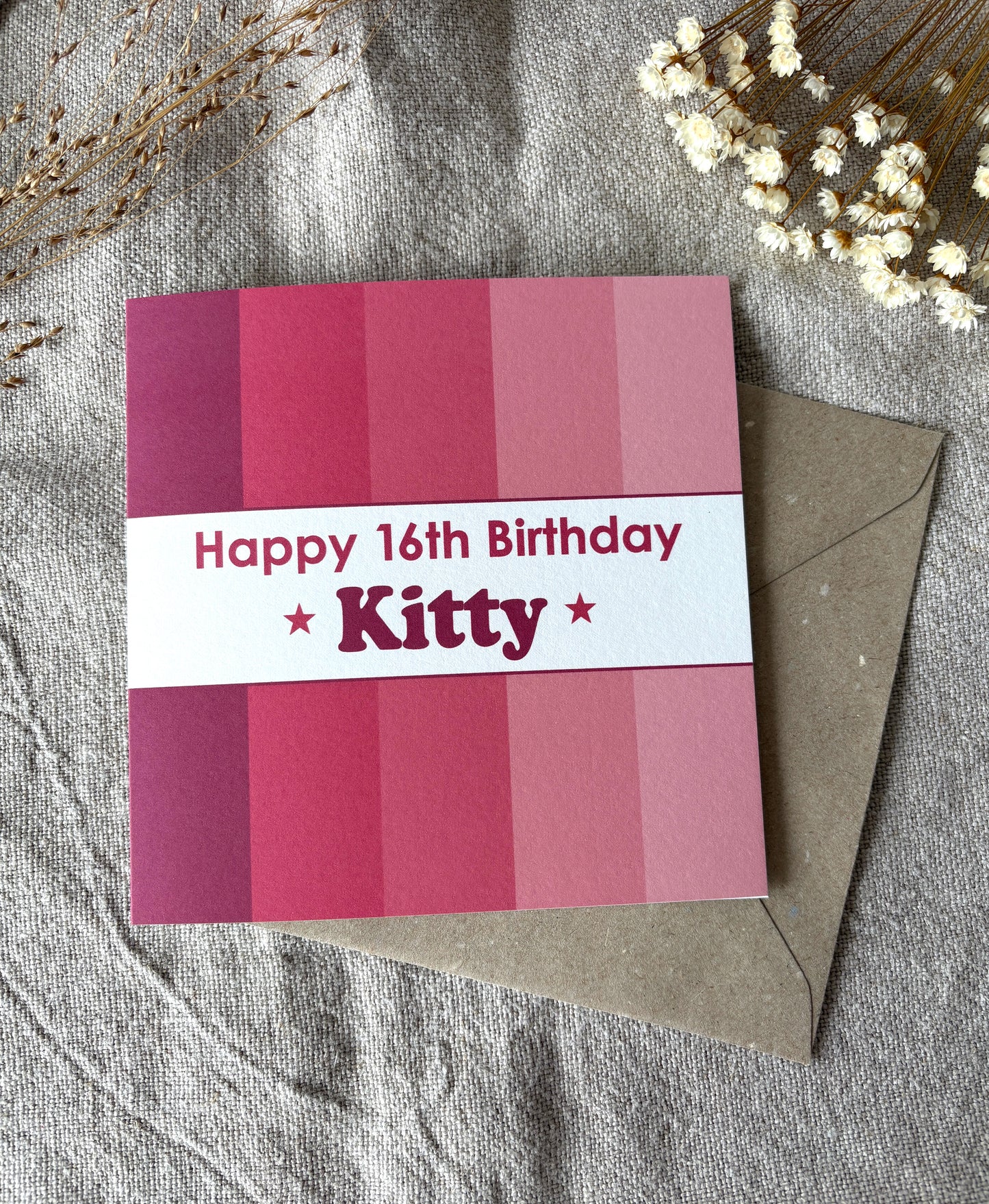Personalised with Name & Age (age optional), Raspberry Birthday Card